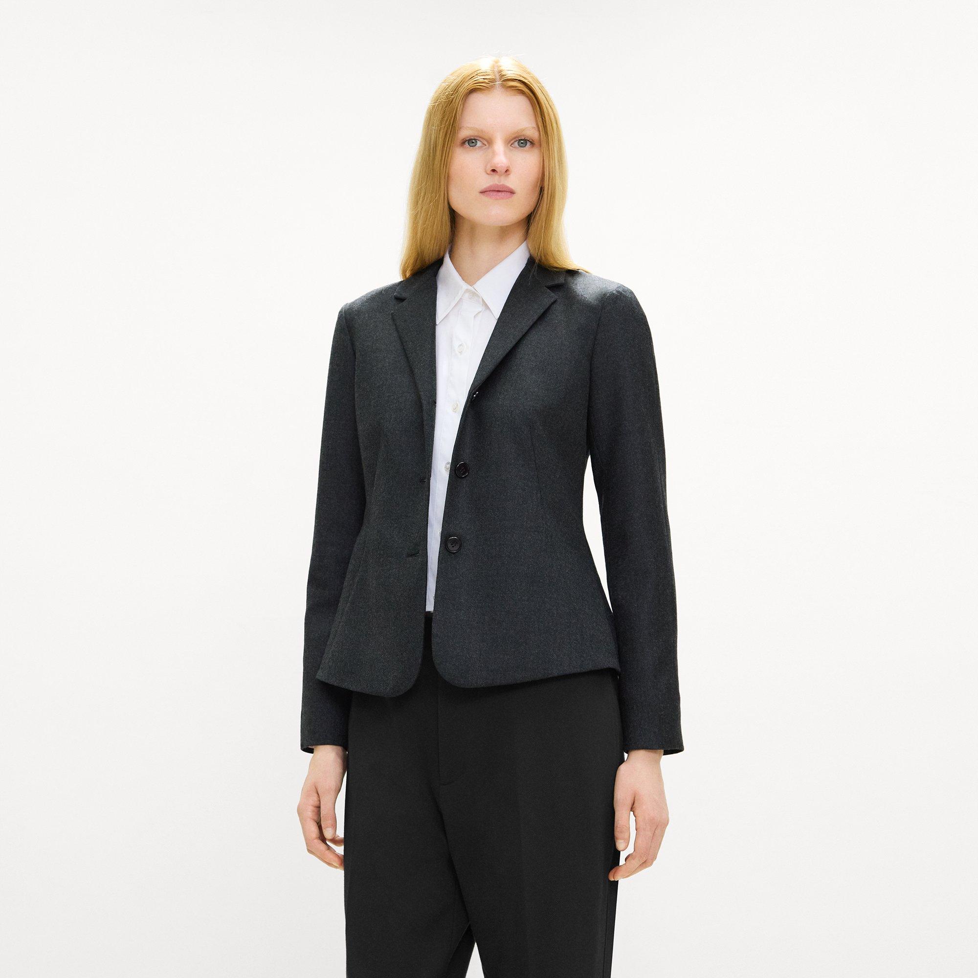 Fitted Three-Button Blazer in Sleek Flannel