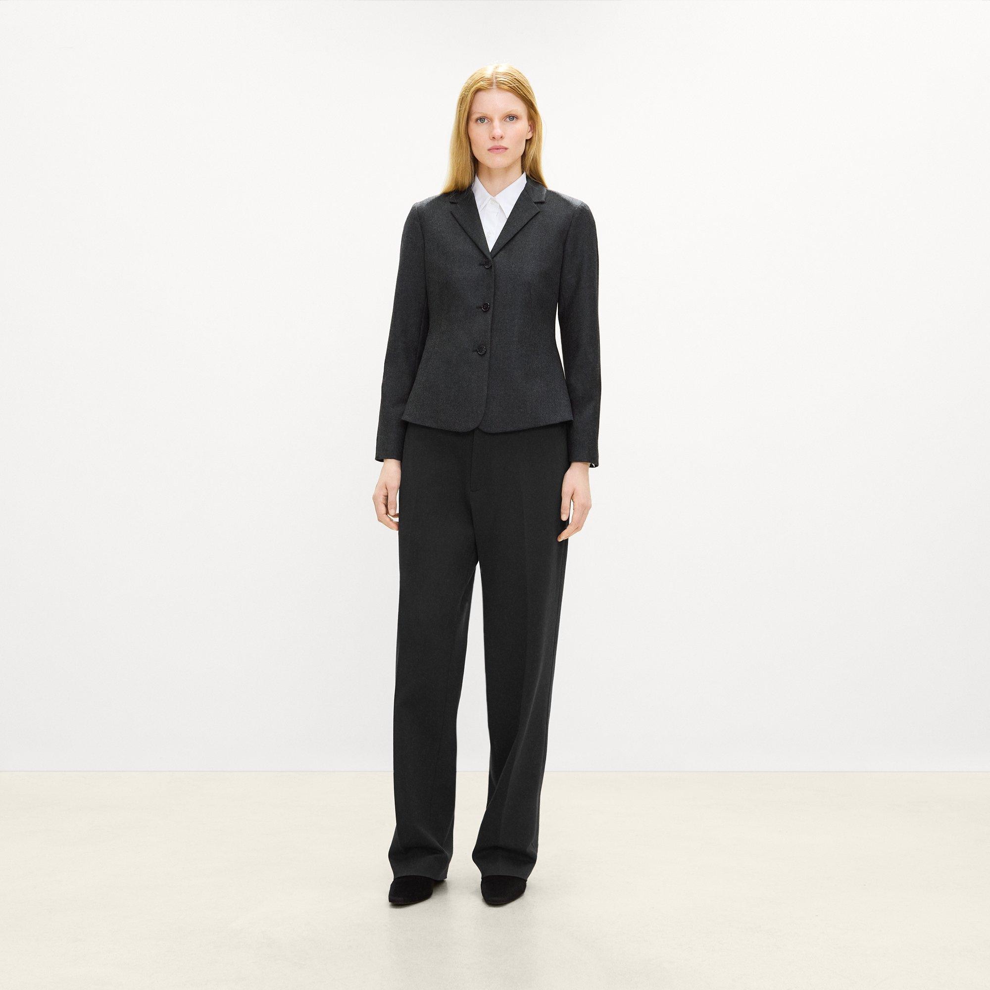 Fitted Three-Button Blazer in Sleek Flannel