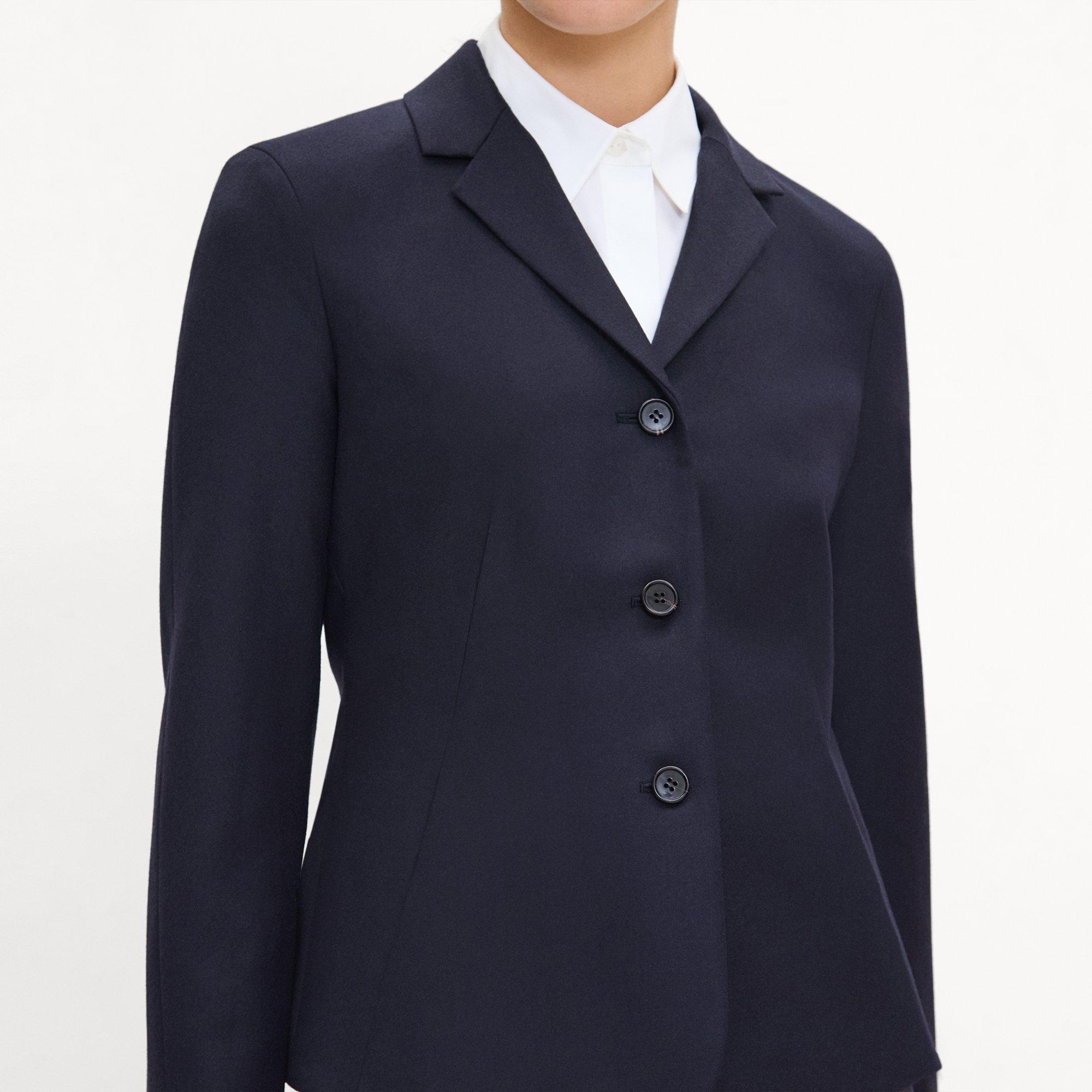 Fitted Three-Button Blazer in Sleek Flannel