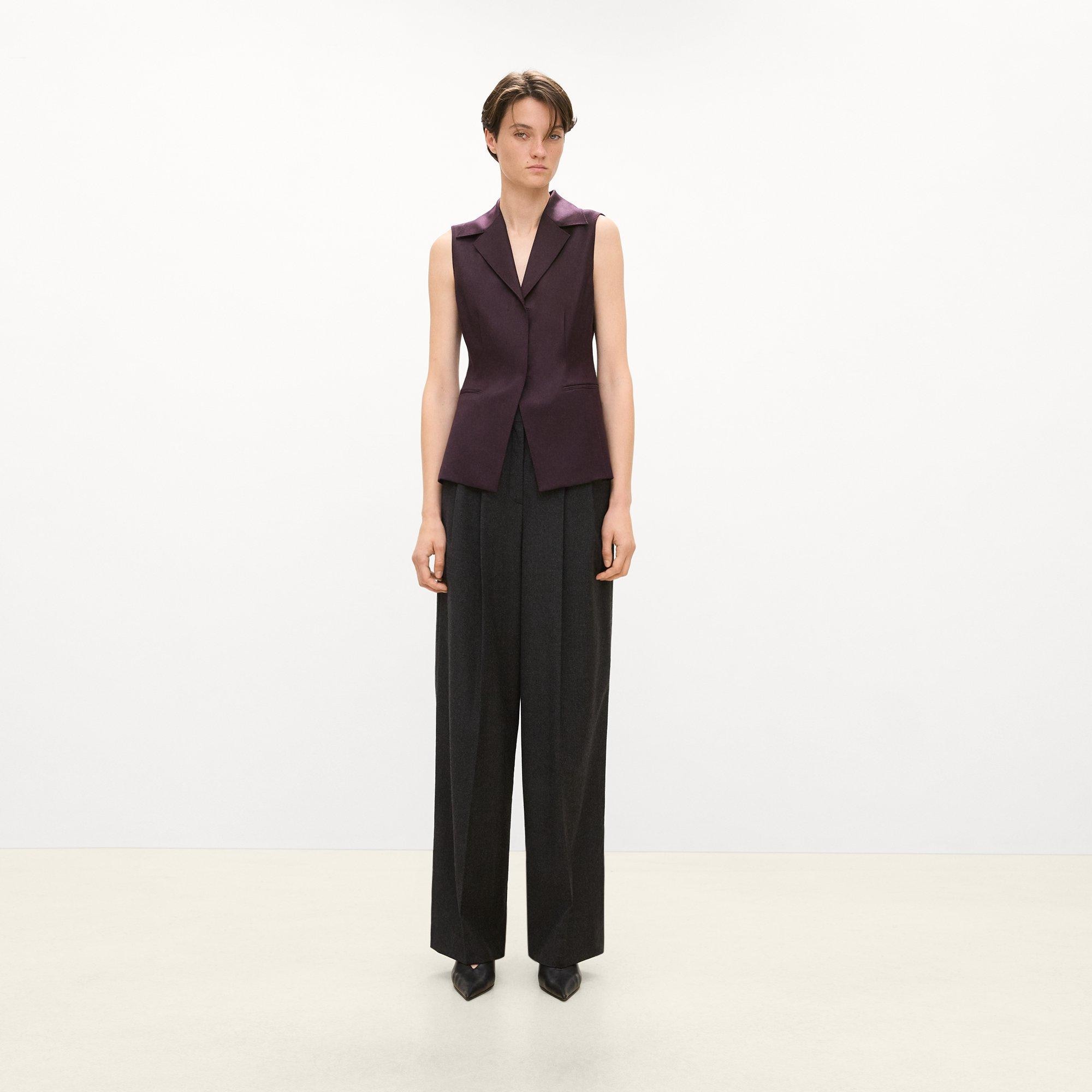 Slim Three-Button Vest in Sleek Flannel