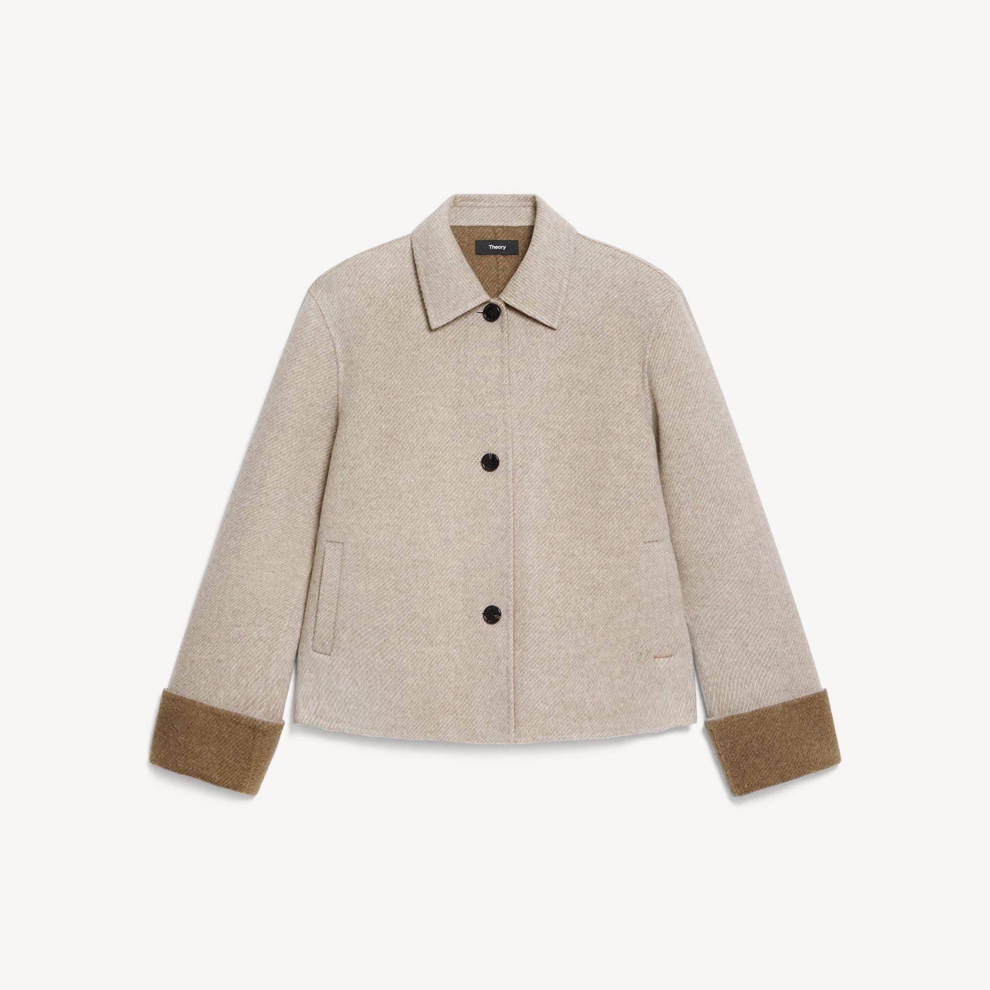 Boxy Cuff Jacket in Double-Face Wool Twill