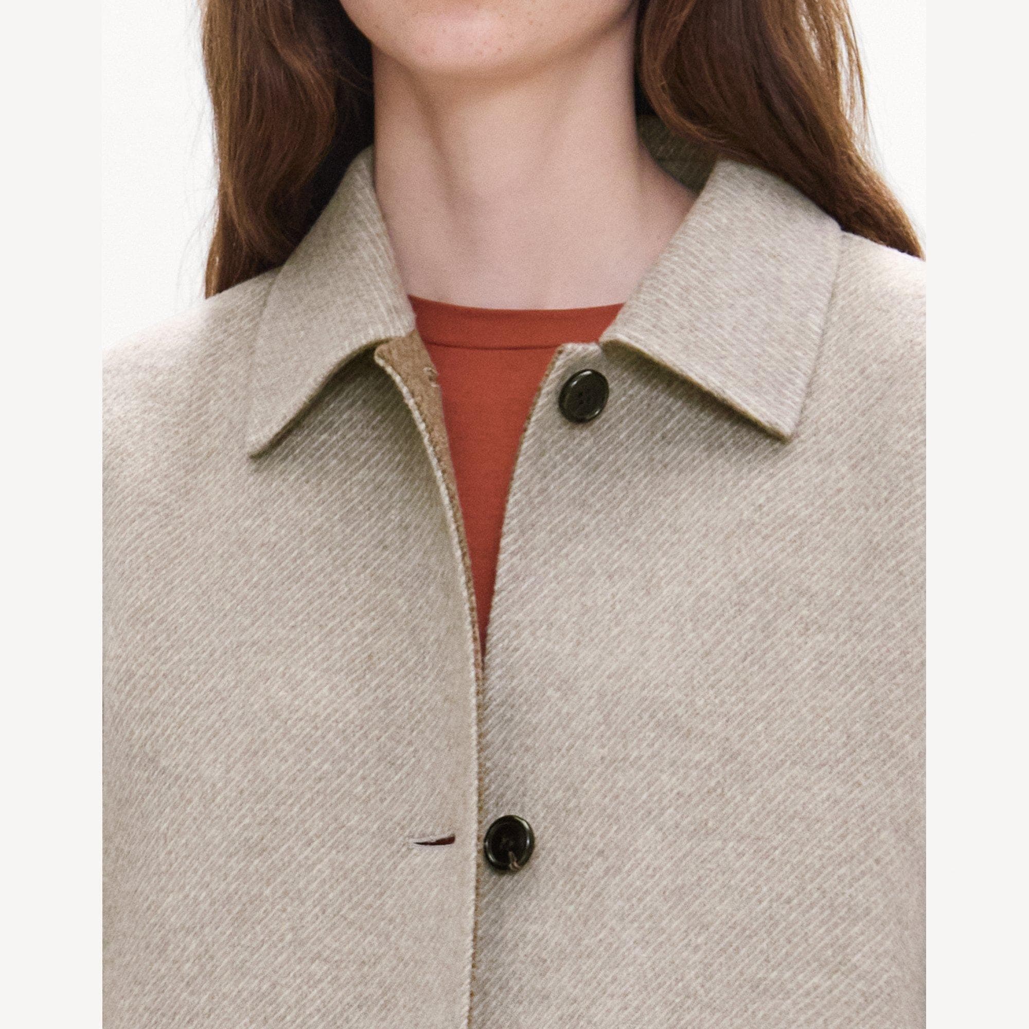 Boxy Cuff Jacket in Double-Face Wool Twill