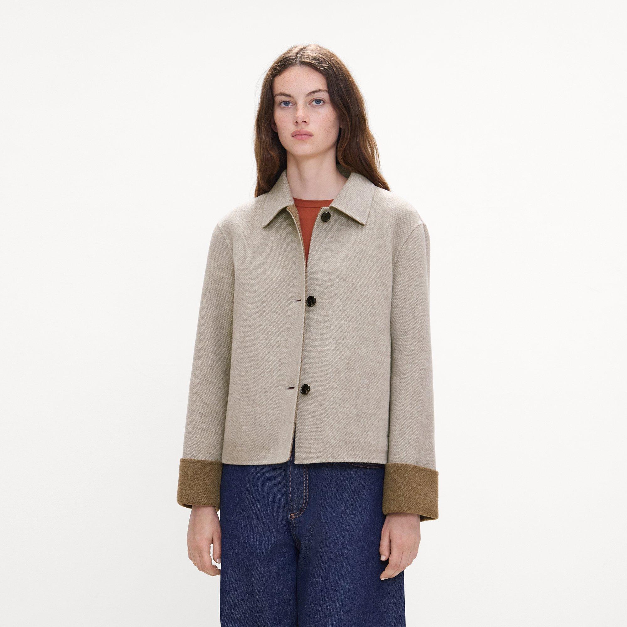 Boxy Cuff Jacket in Double-Face Wool Twill