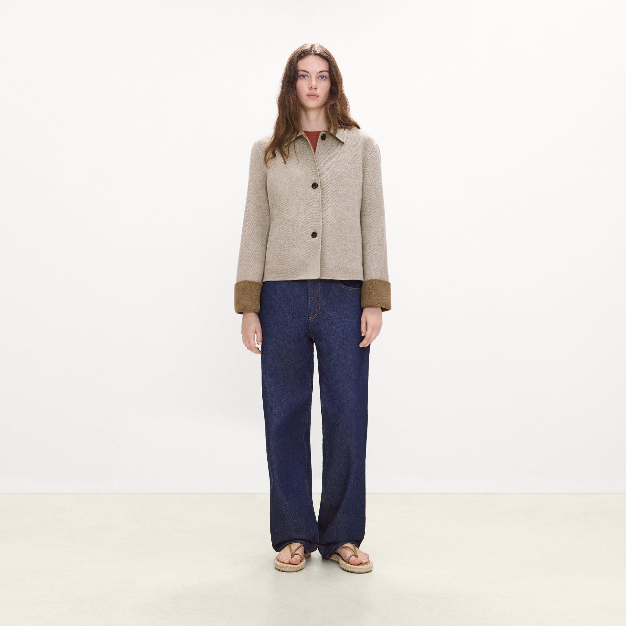 Boxy Cuff Jacket in Double-Face Wool Twill