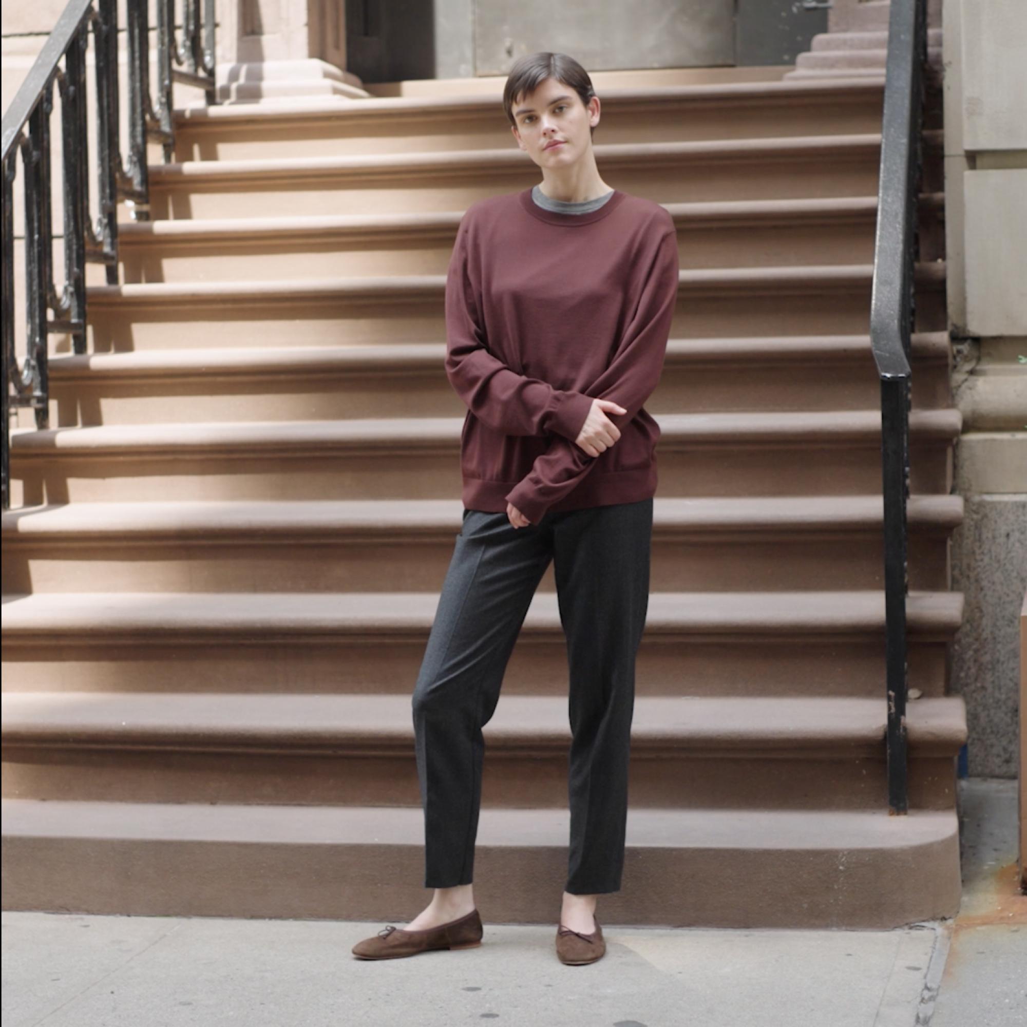 Marcee Cropped Pull-On Trousers in Sleek Flannel
