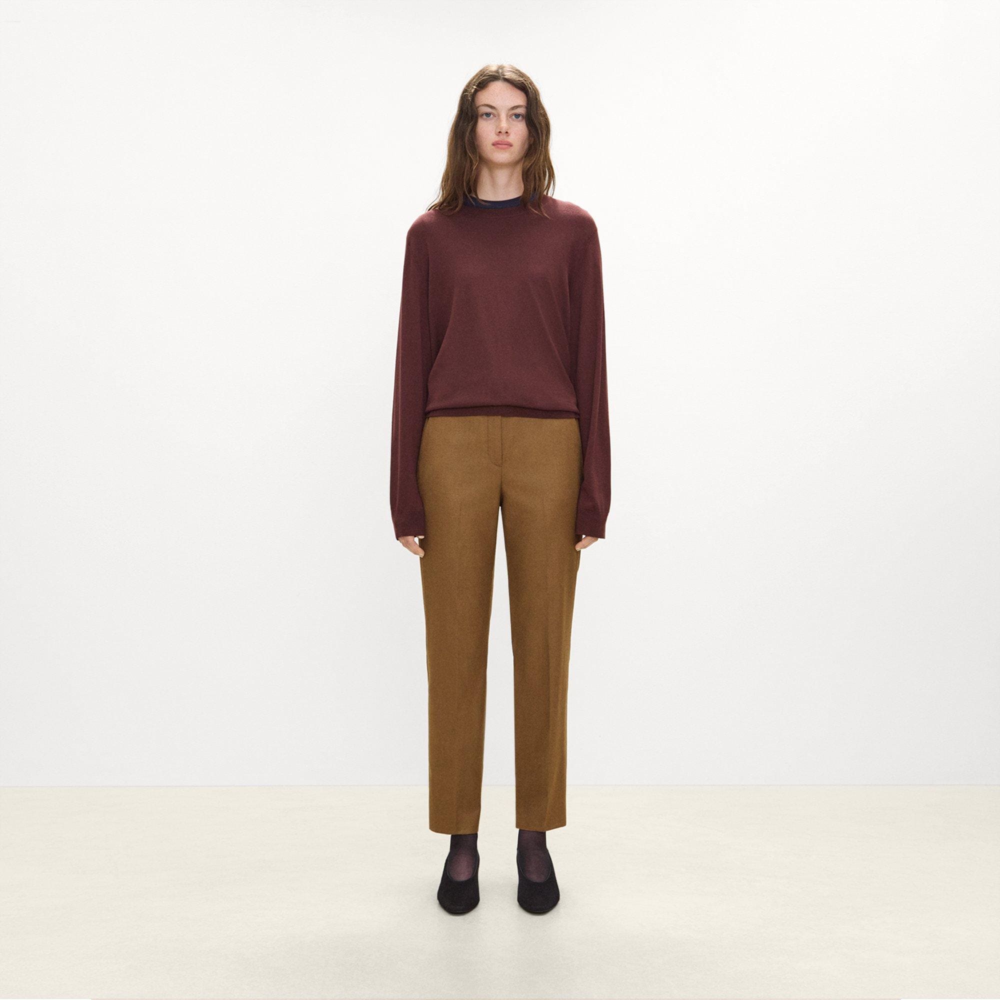 Marcee Cropped Pull-On Pant in Sleek Flannel