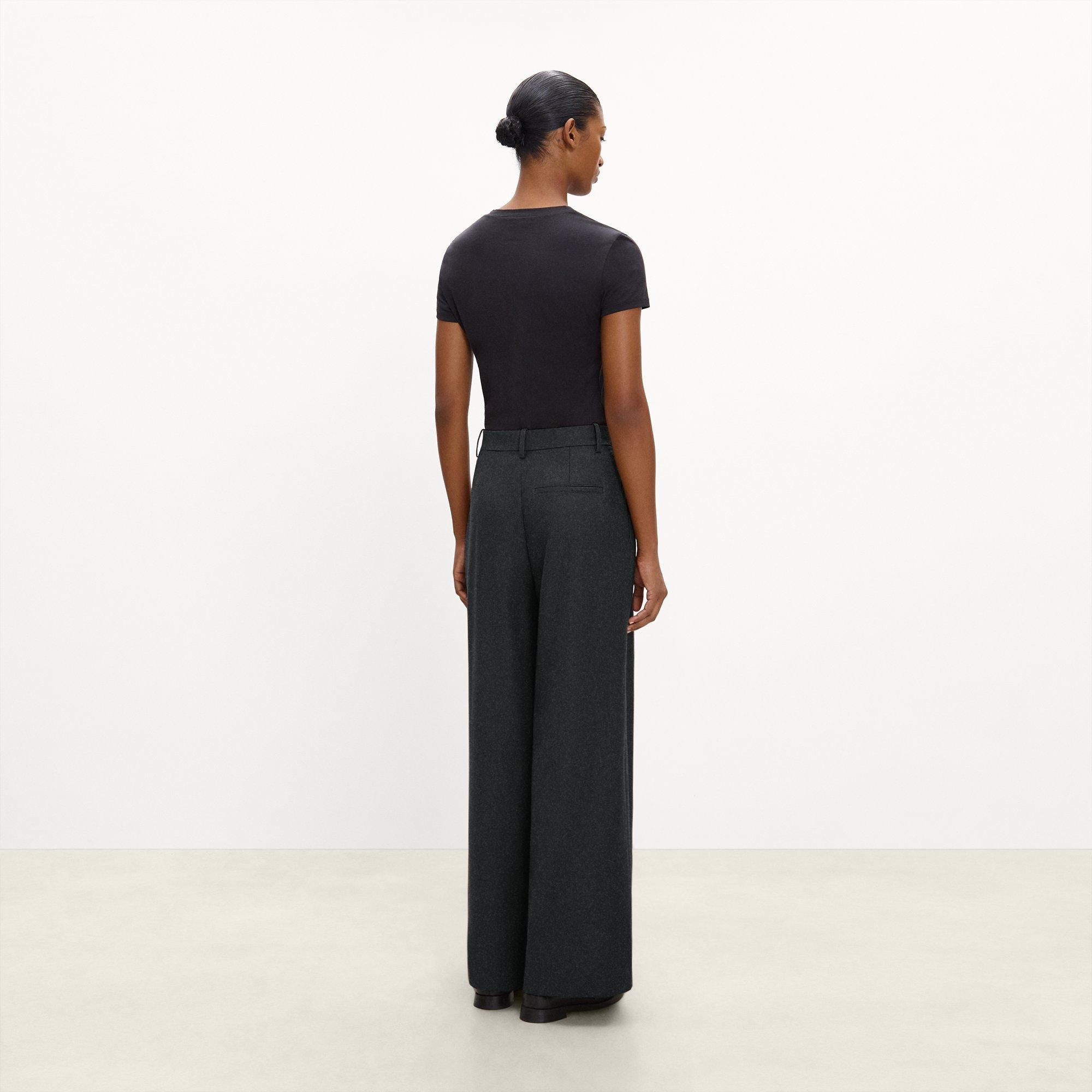 Pleated Wide-Leg Pant, 30&rsquo;&rsquo; in Sleek Flannel