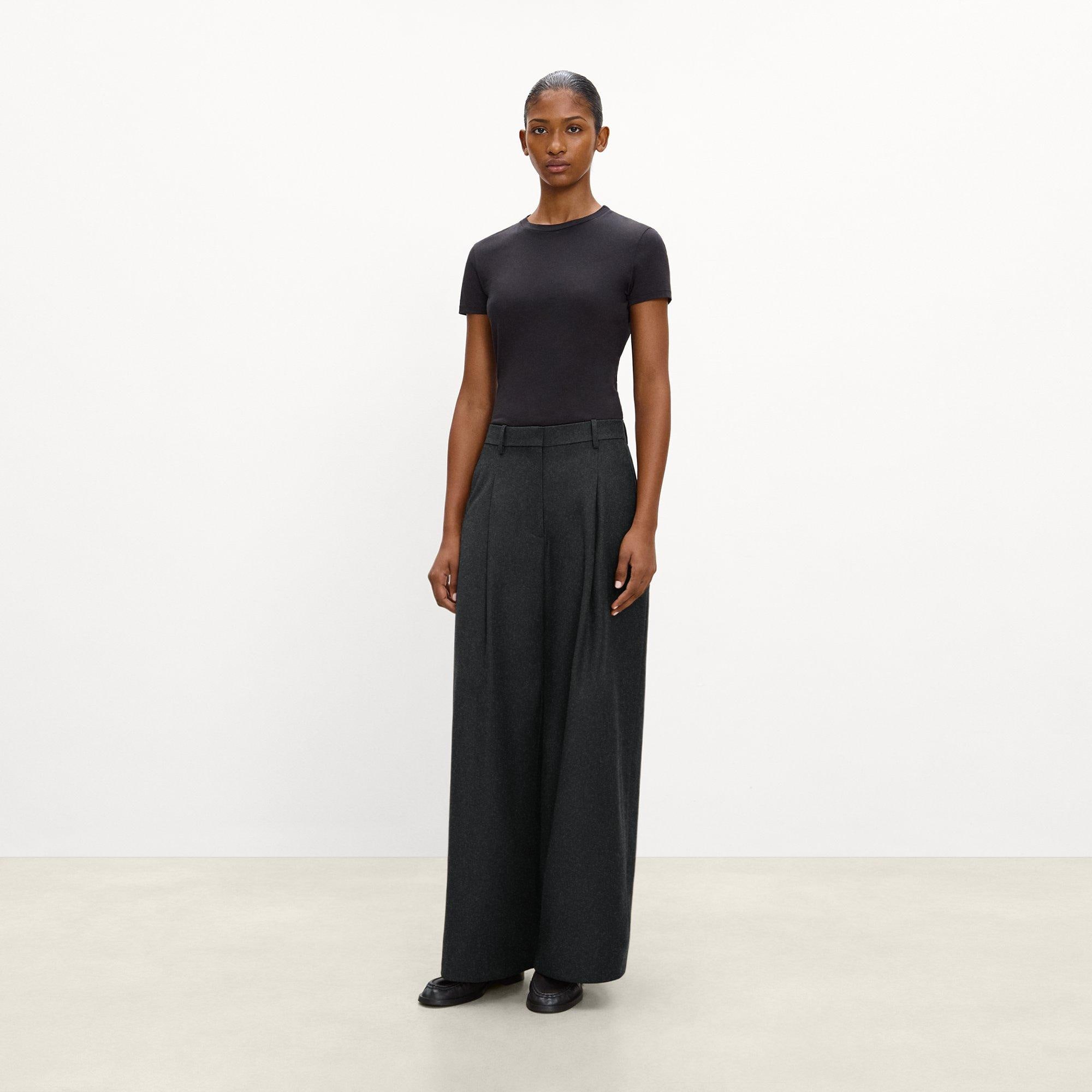 Pleated Wide-Leg Pant, 30&rsquo;&rsquo; in Sleek Flannel