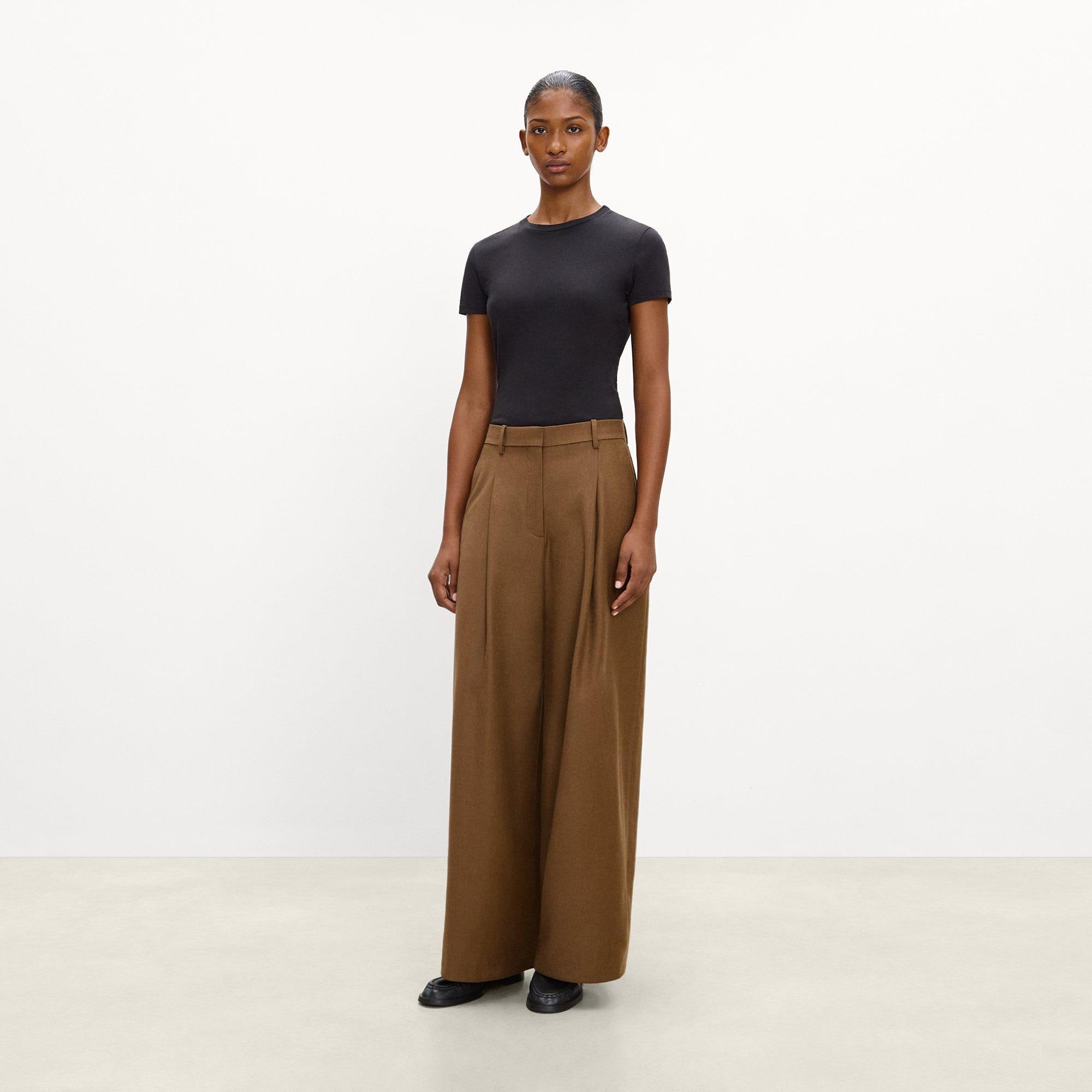 Pleated Wide-Leg Pant, 30&rsquo;&rsquo; in Sleek Flannel