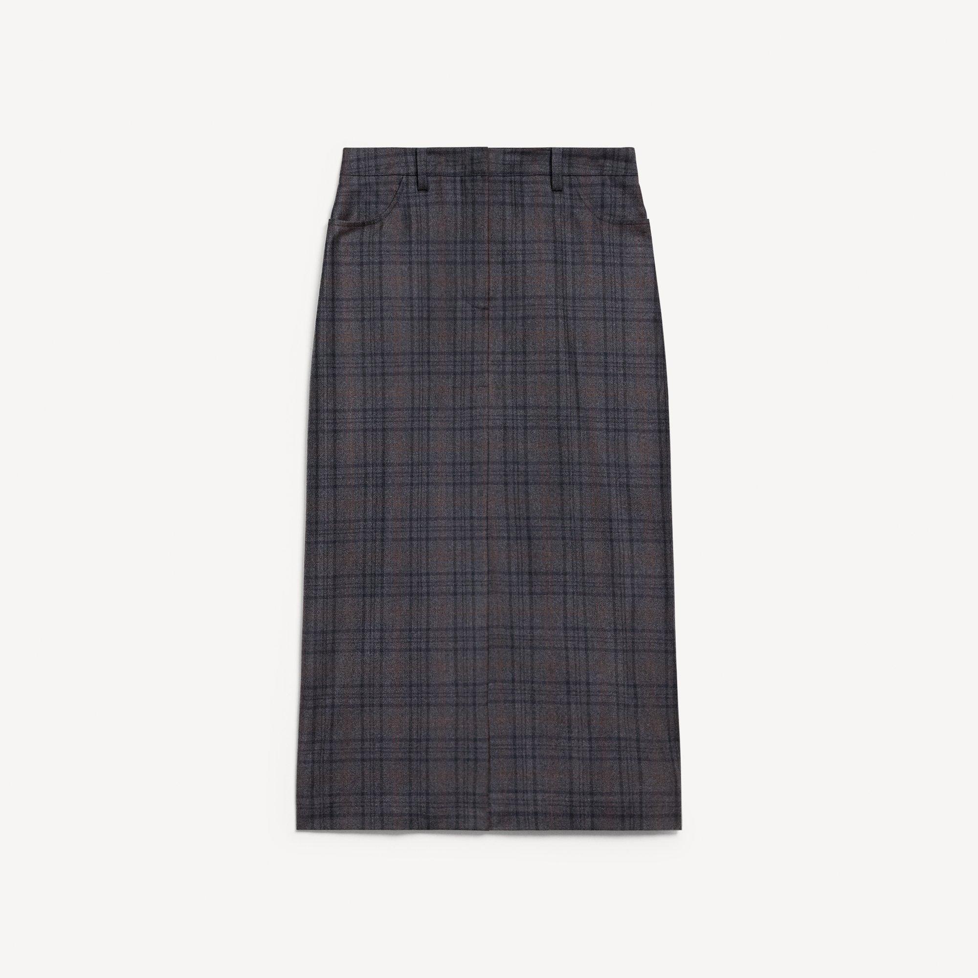 Vented Maxi Skirt in Plaid Sleek Flannel