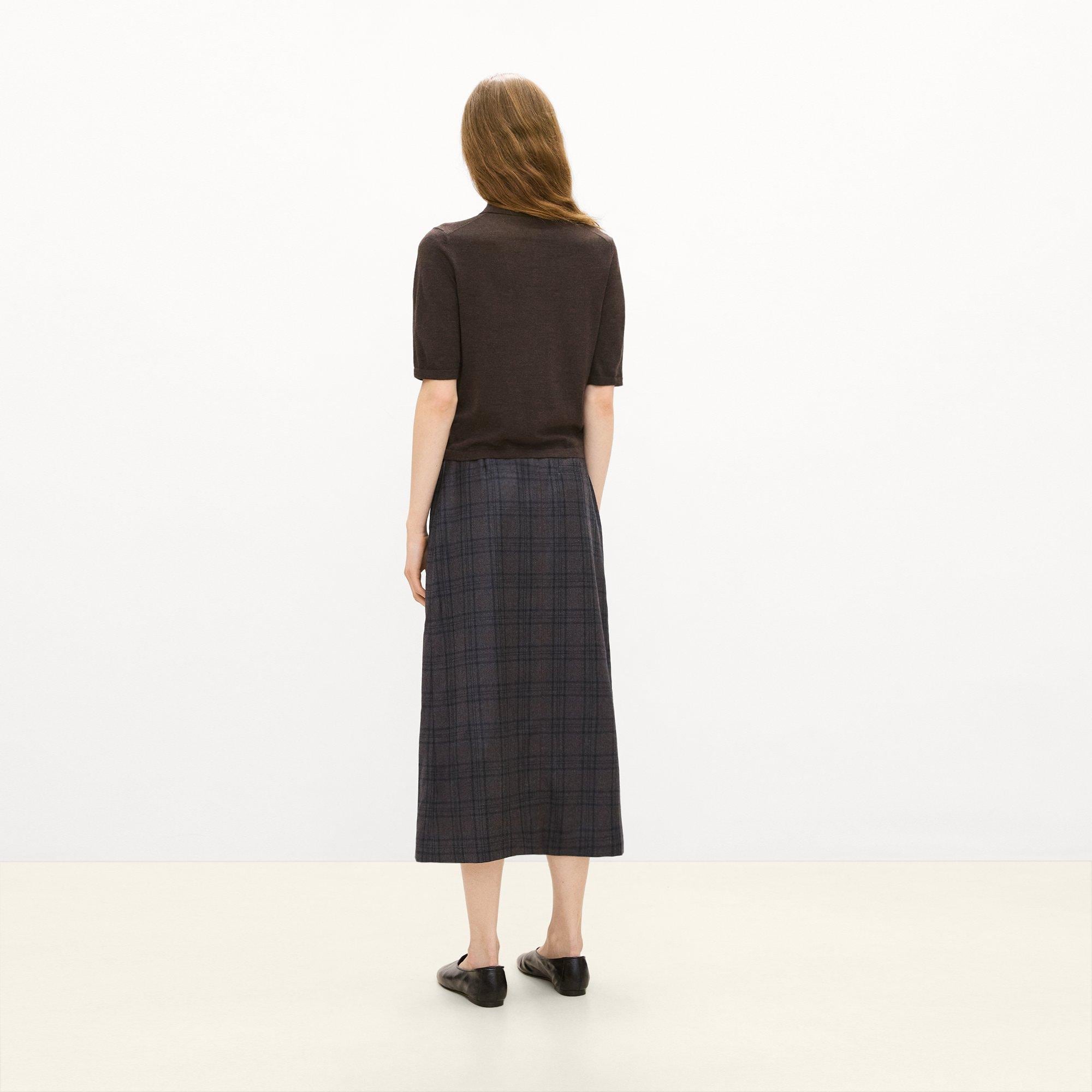 Vented Maxi Skirt in Plaid Sleek Flannel