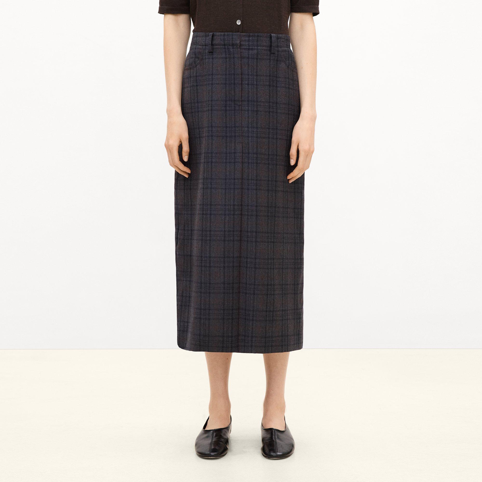 Vented Maxi Skirt in Plaid Sleek Flannel