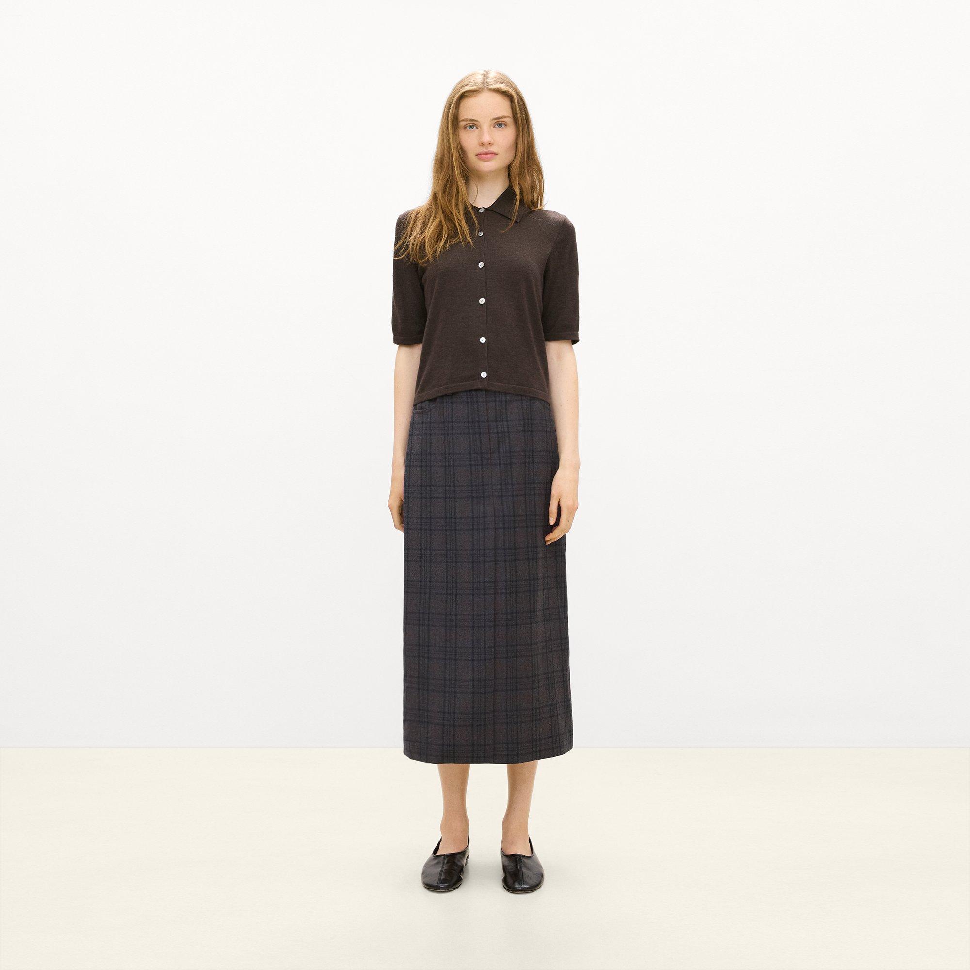 Vented Maxi Skirt in Plaid Sleek Flannel