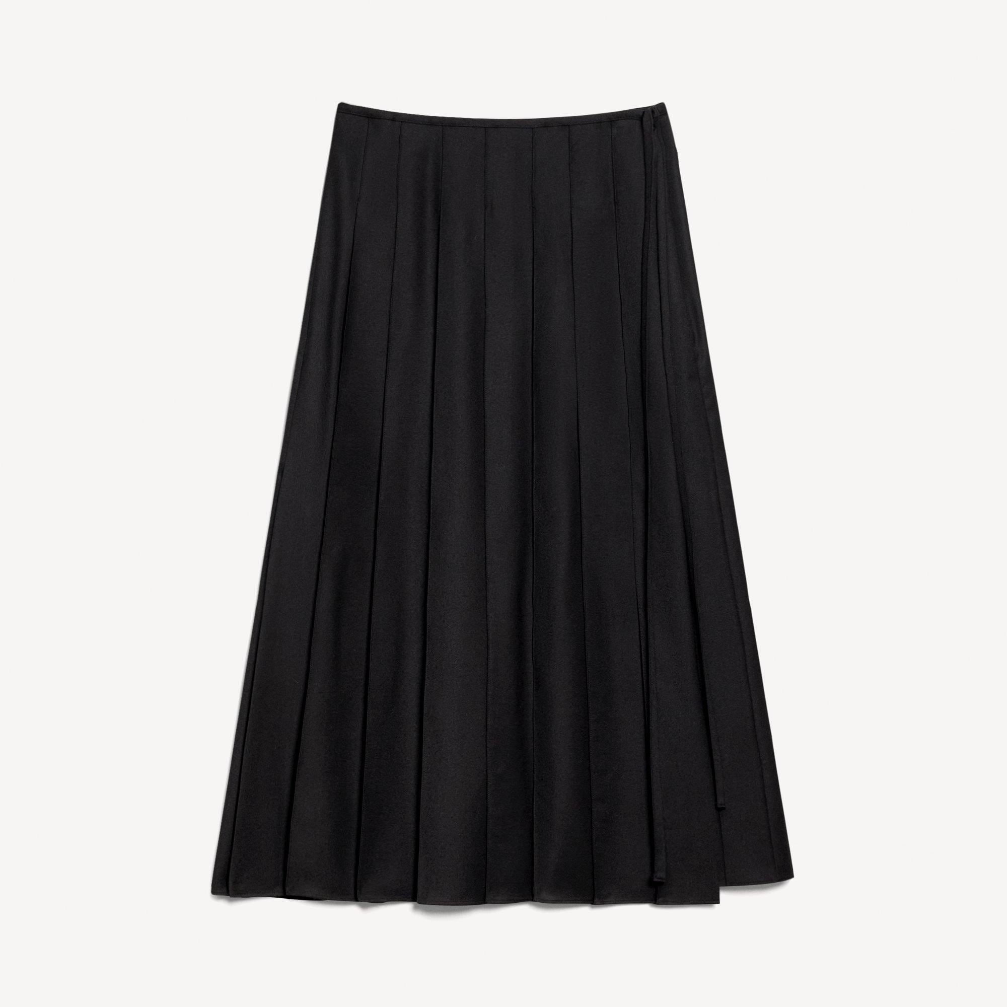 Pleated Wrap Skirt in Drape Flannel