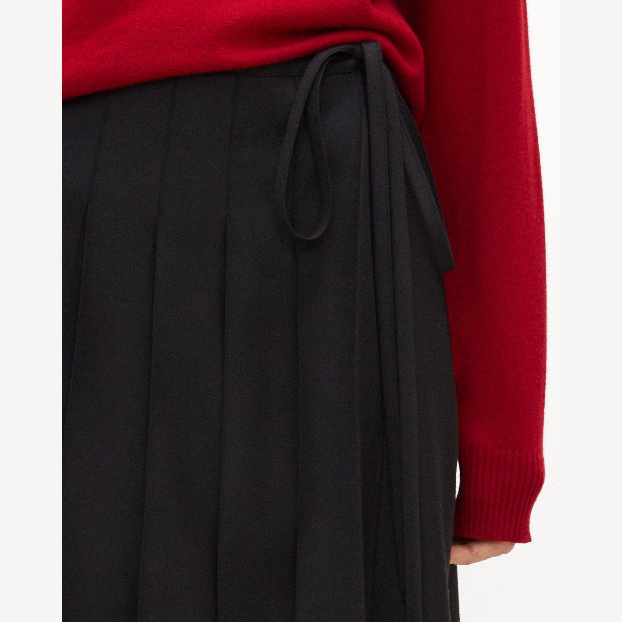 Pleated Wrap Skirt in Drape Flannel