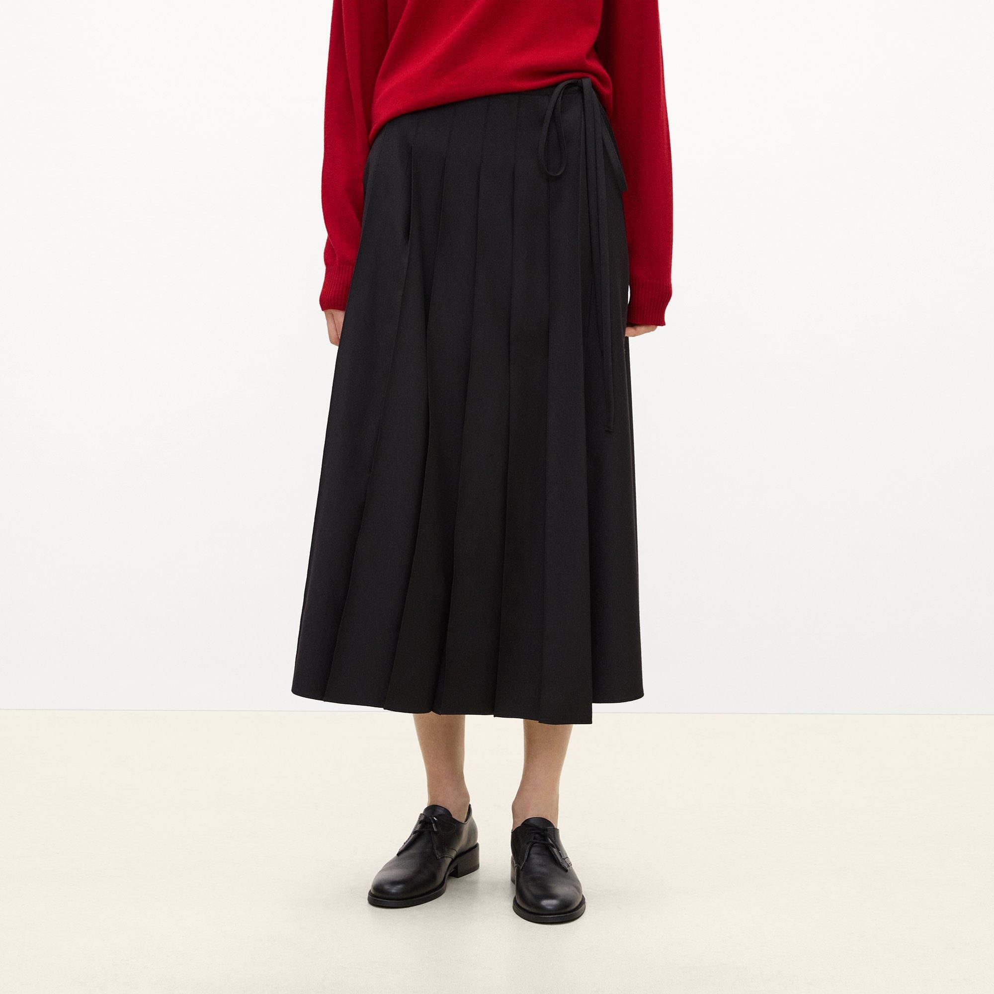 Pleated Wrap Skirt in Drape Flannel