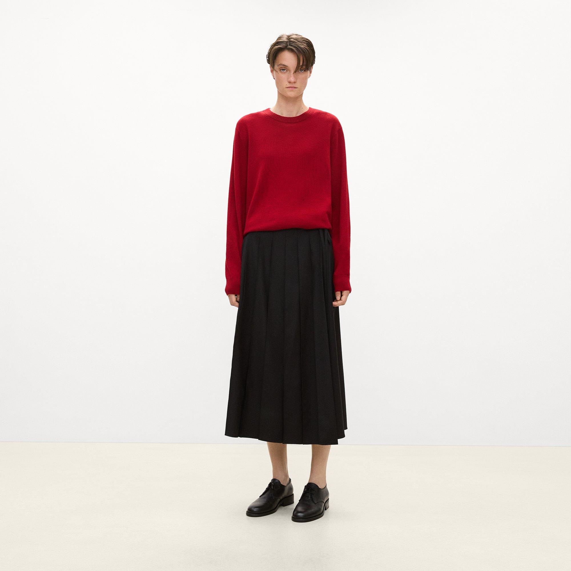 Pleated Wrap Skirt in Drape Flannel