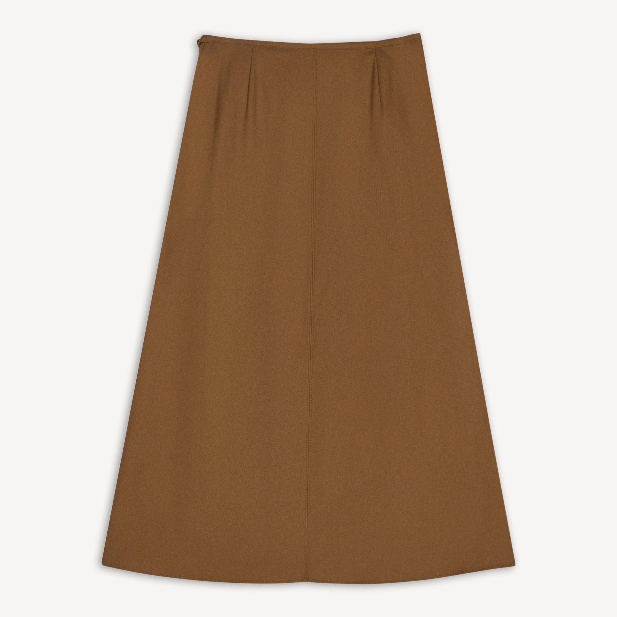 Pleated Wrap Skirt in Drape Flannel