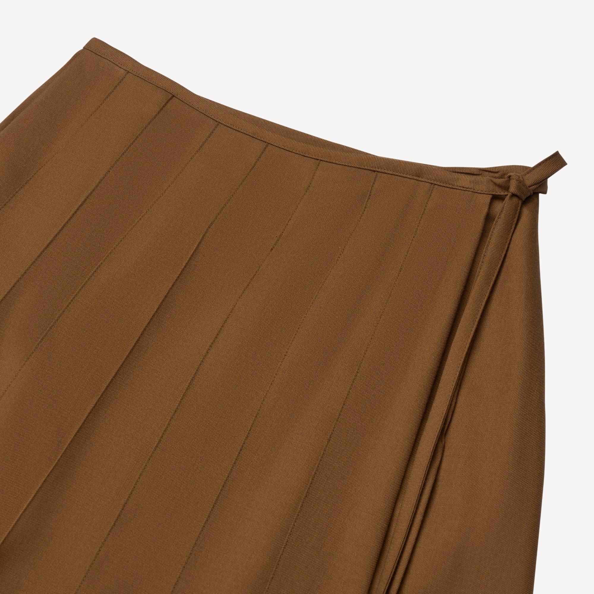 Pleated Wrap Skirt in Drape Flannel