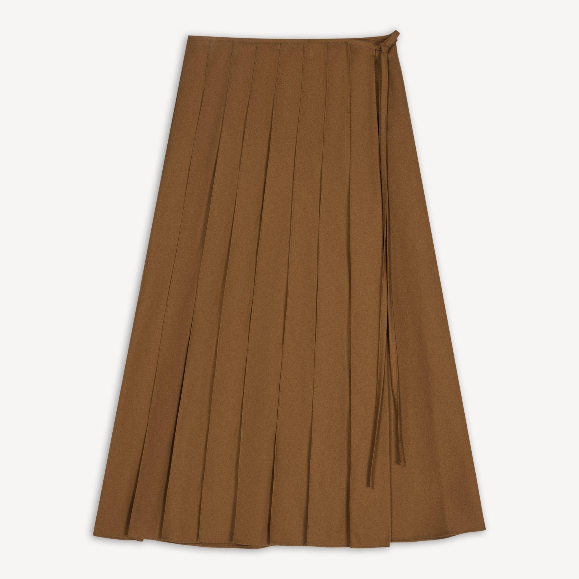 Pleated Wrap Skirt in Drape Flannel