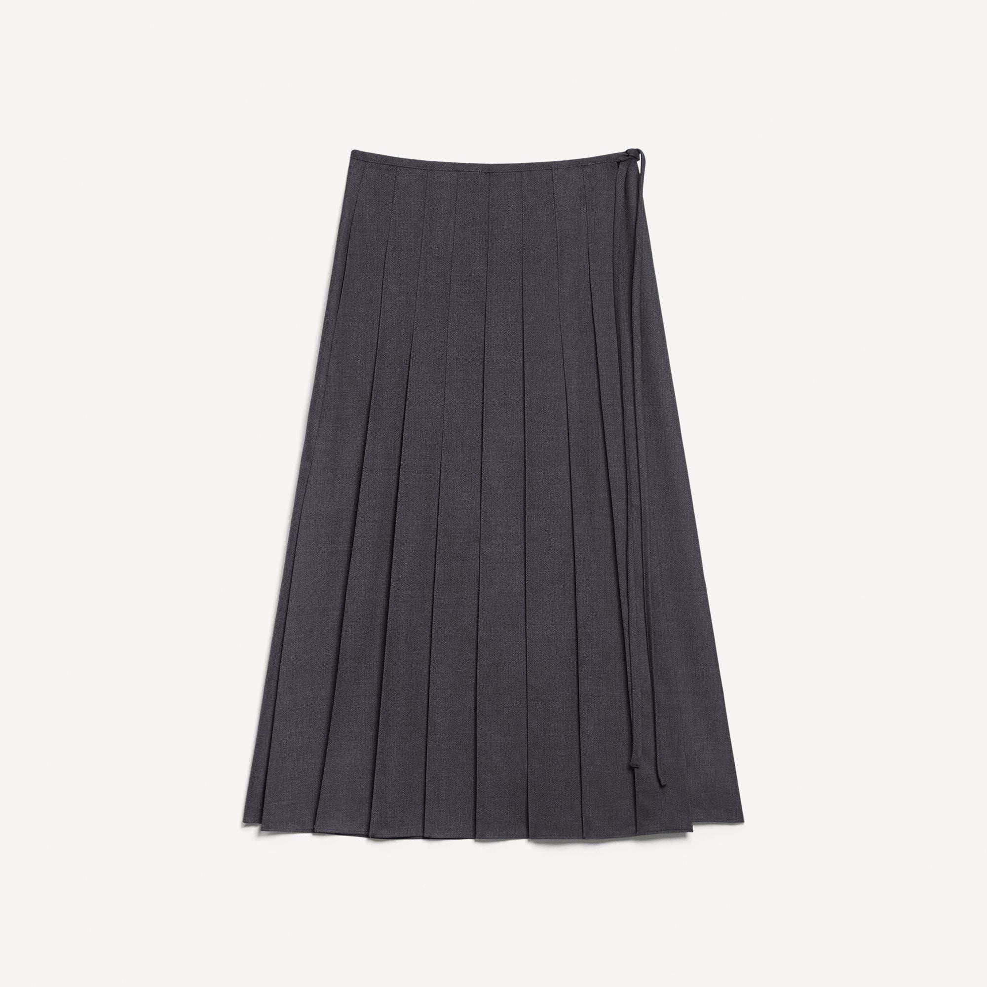 Pleated Wrap Skirt in Drape Flannel