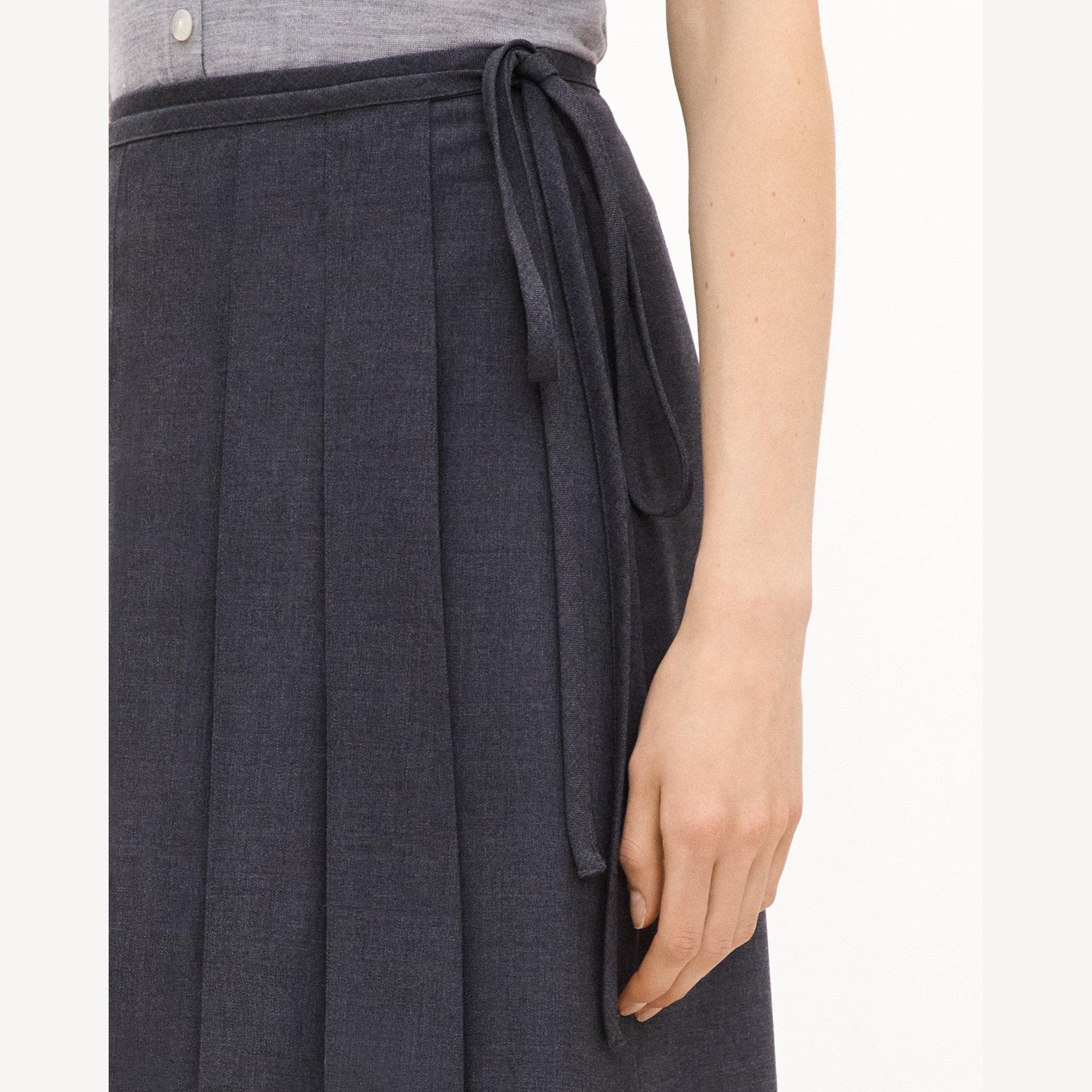 Pleated Wrap Skirt in Drape Flannel