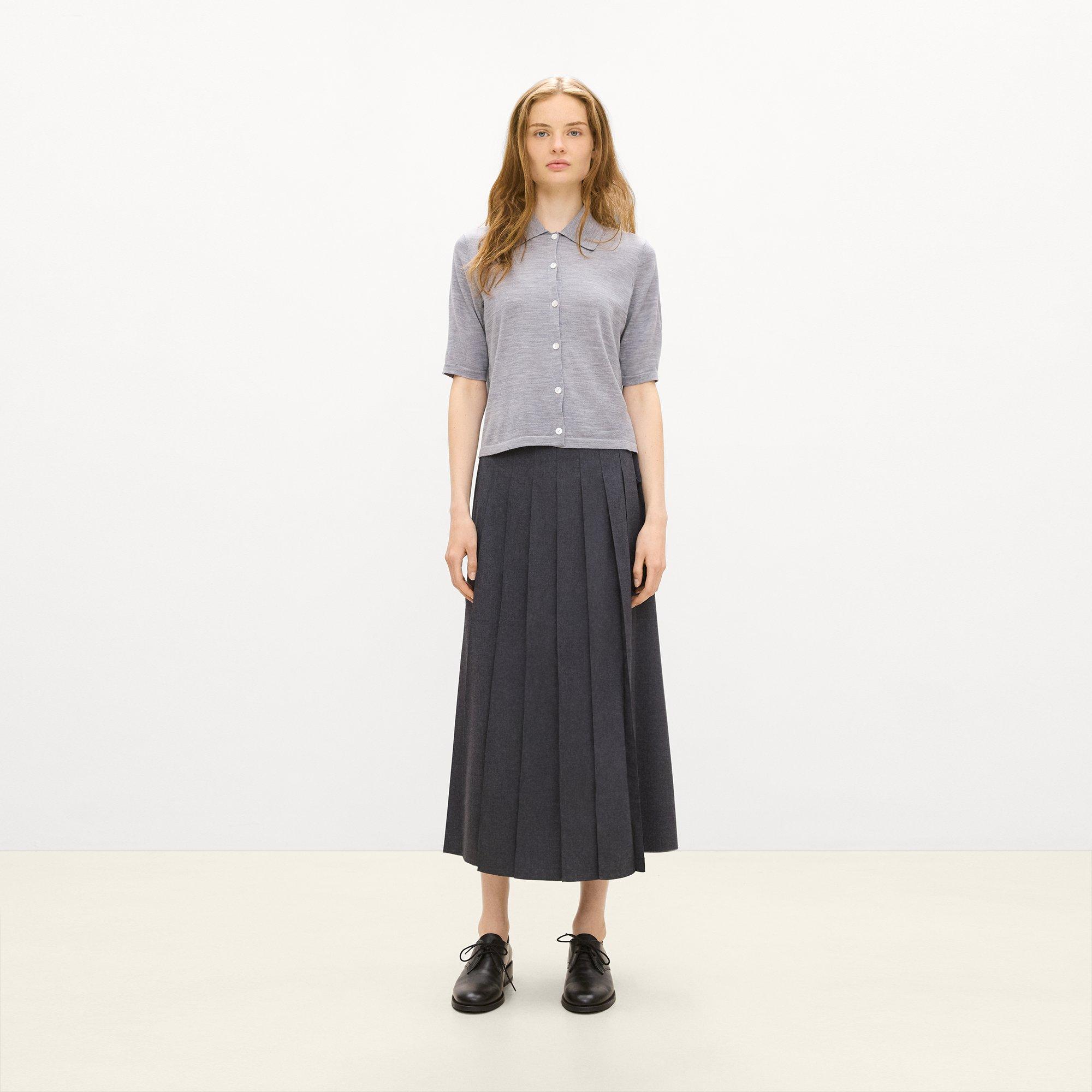 Pleated Wrap Skirt in Drape Flannel