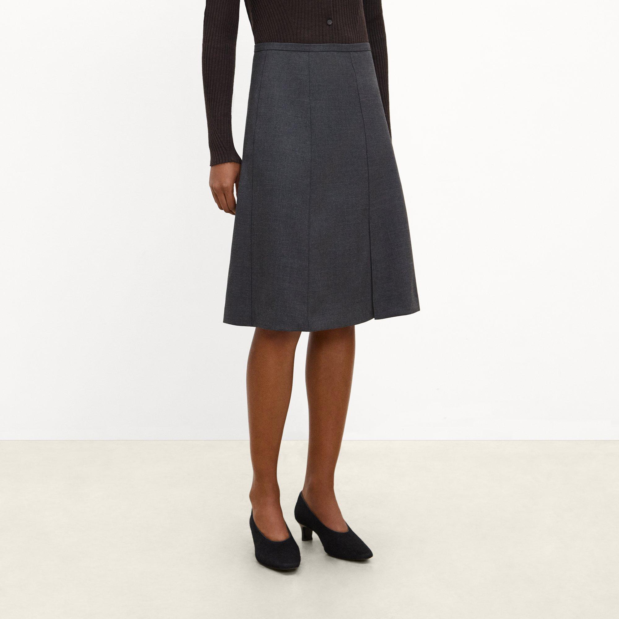Double Vent Skirt in Drape Flannel