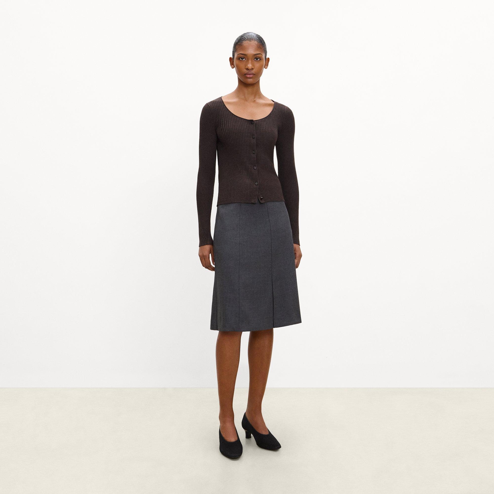 Double Vent Skirt in Drape Flannel