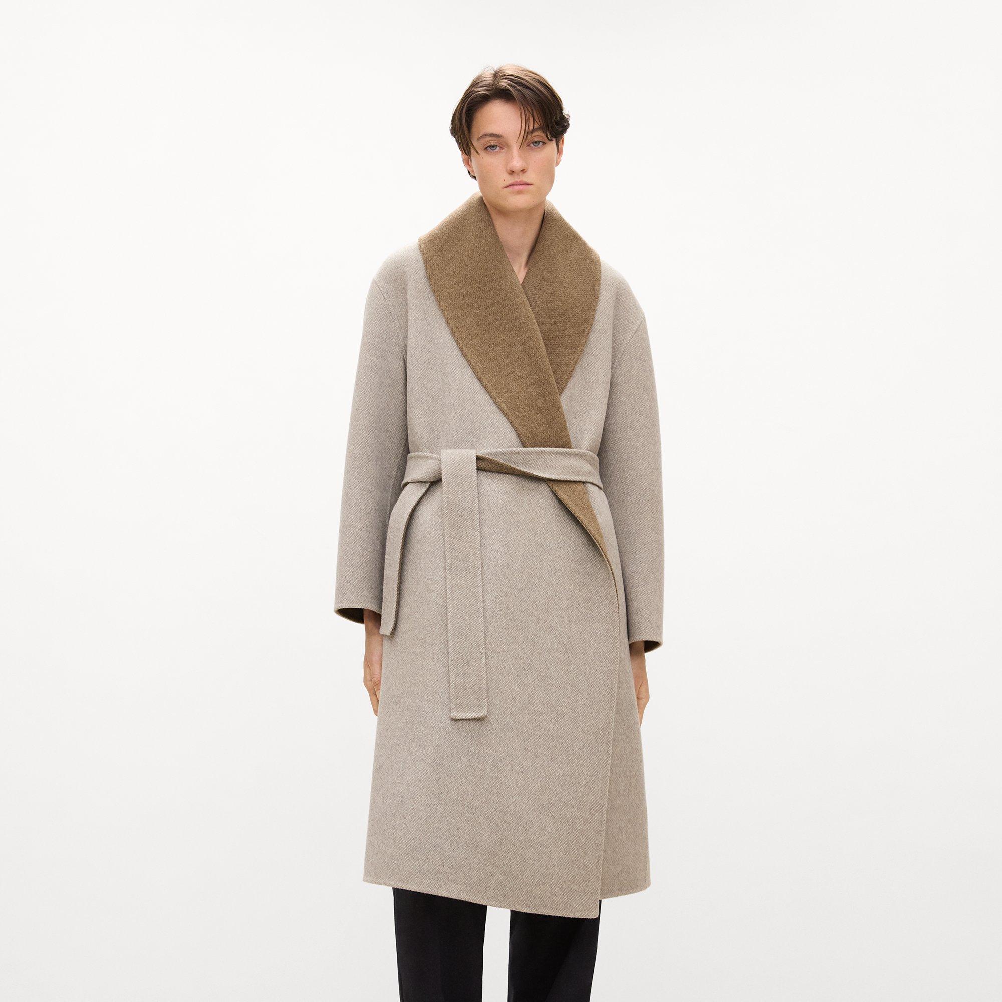 Shawl Collar Coat in Double-Face Wool Twill