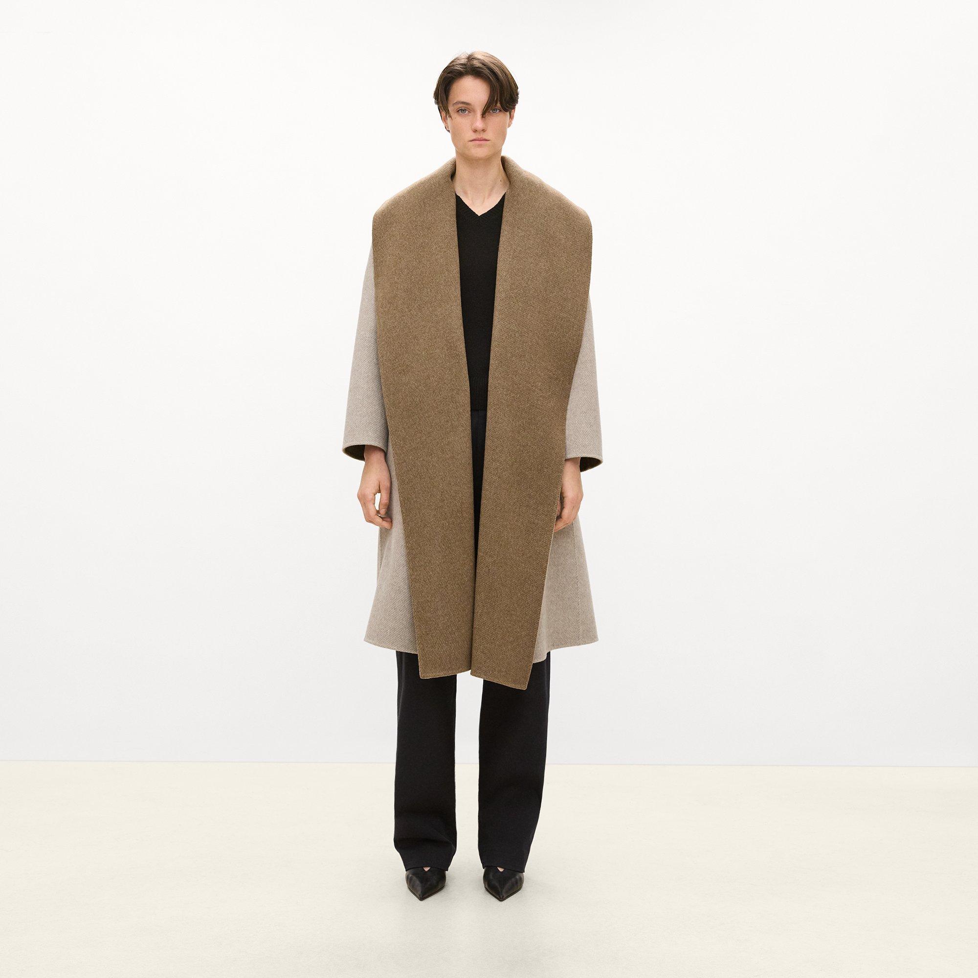 Shawl Collar Coat in Double-Face Wool Twill