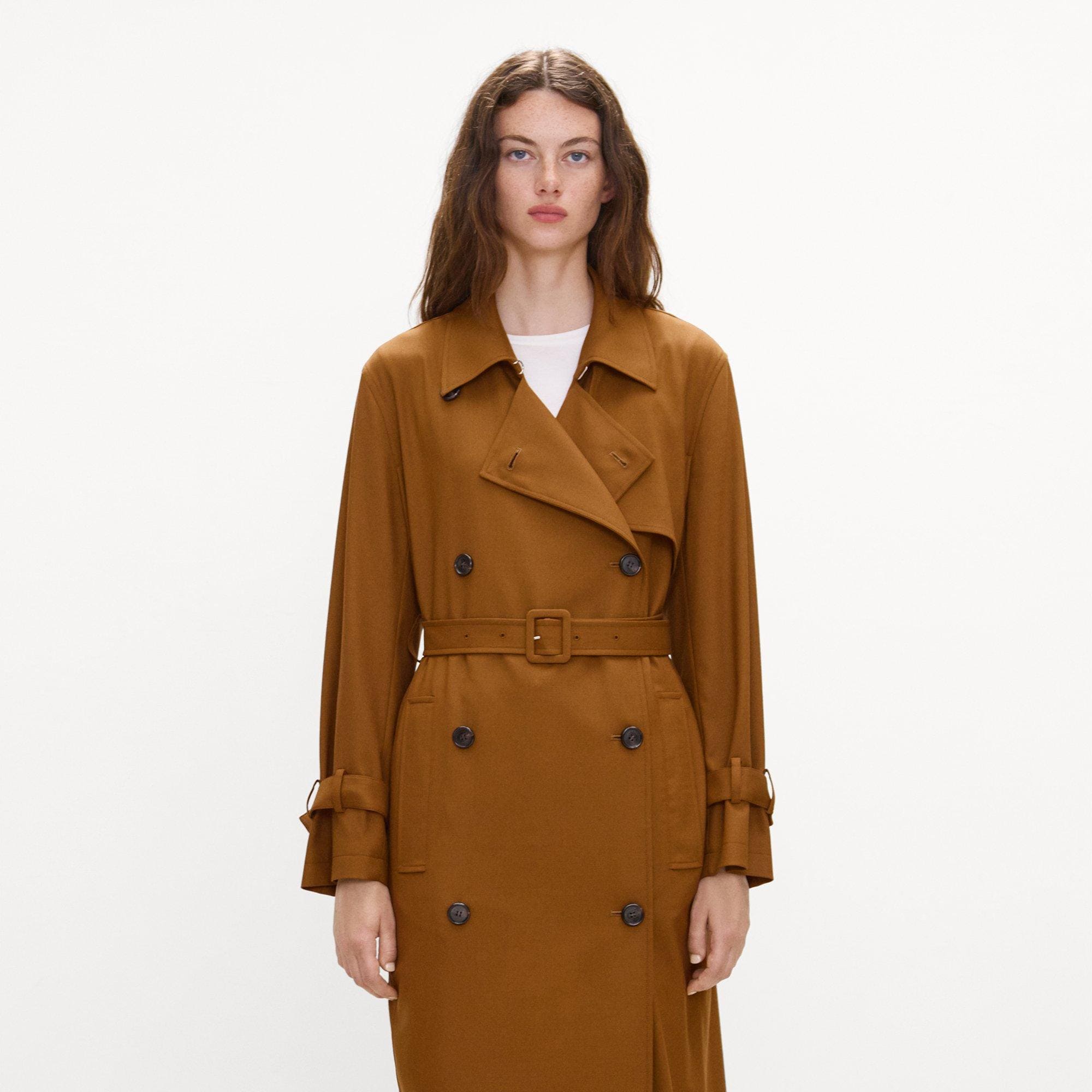 Relaxed Trench Coat in Drape Flannel