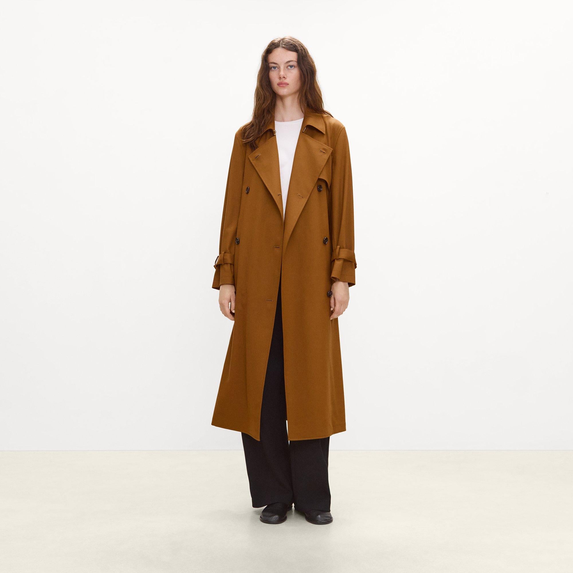 Relaxed Trench Coat in Drape Flannel