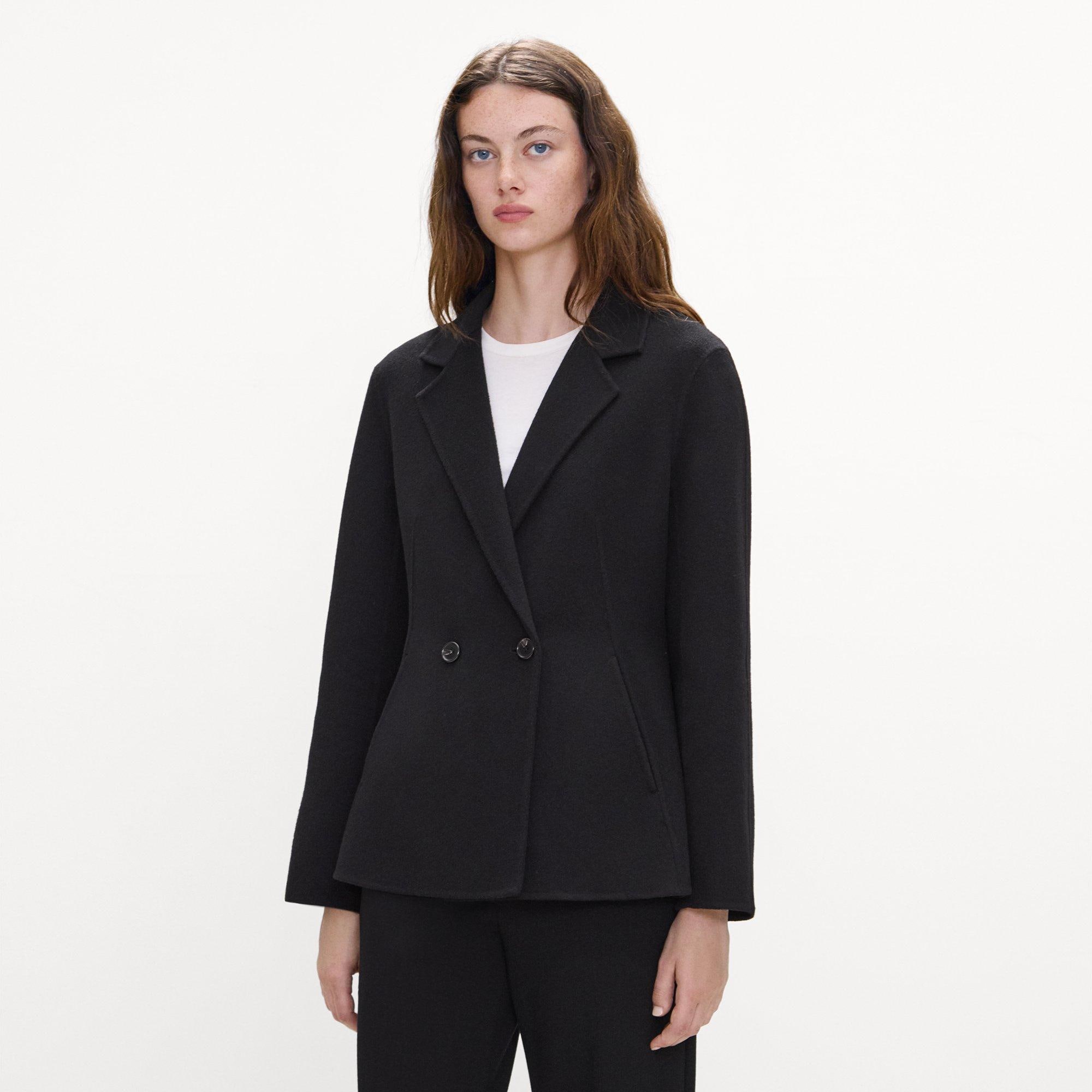 Peplum Double-Breasted Blazer in Double-Face Wool-Cashmere