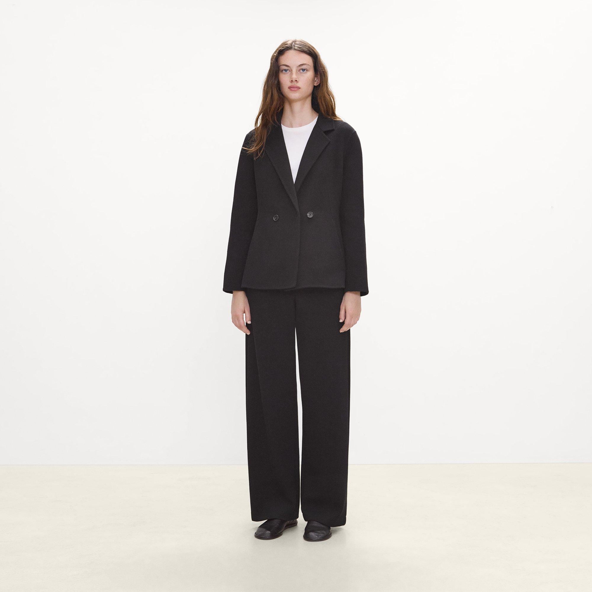 Peplum Double-Breasted Blazer in Double-Face Wool-Cashmere