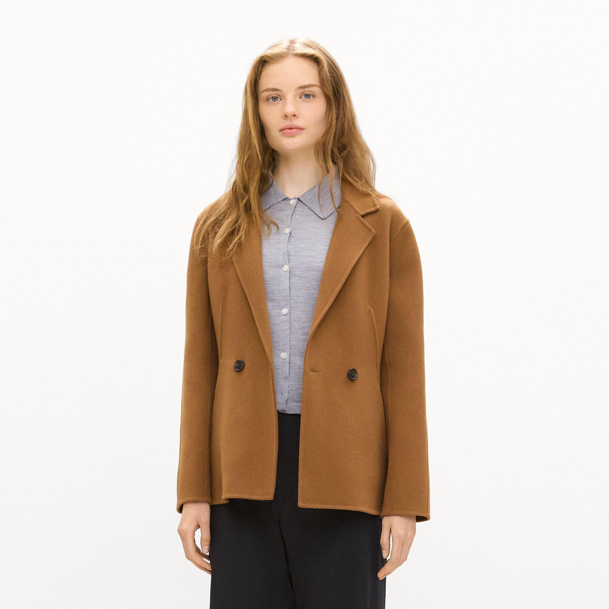 Peplum Double-Breasted Blazer in Double-Face Wool-Cashmere