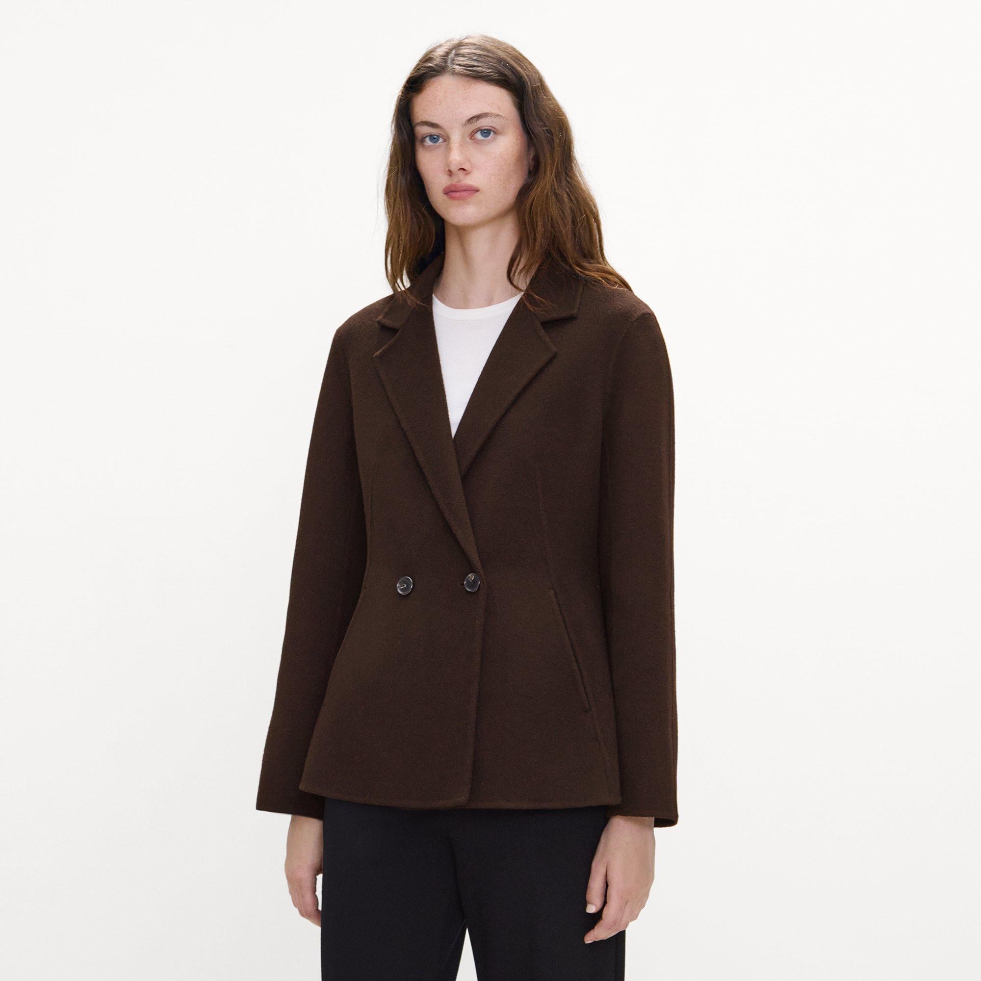 Peplum Double-Breasted Blazer in Double-Face Wool-Cashmere