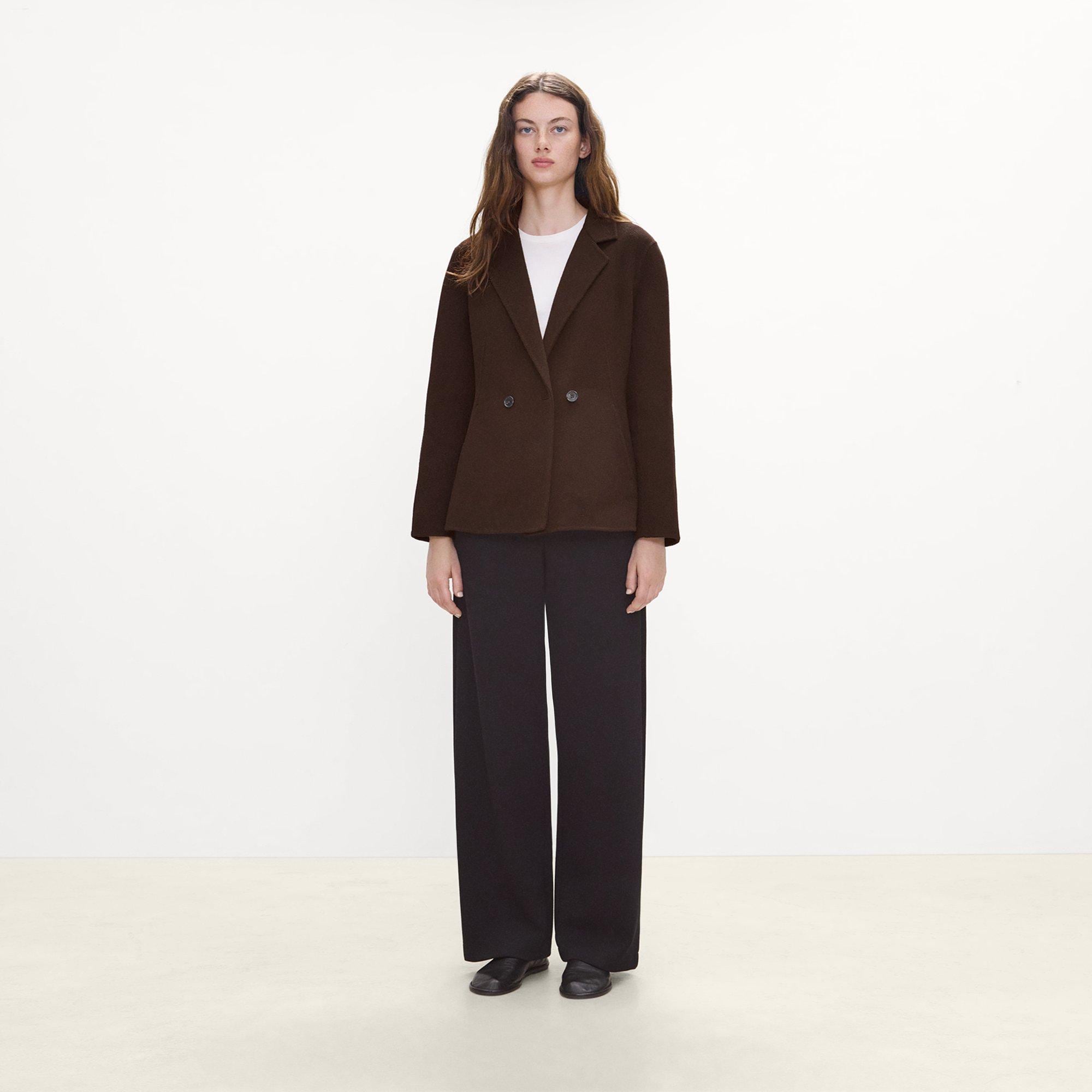 Peplum Double-Breasted Blazer in Double-Face Wool-Cashmere