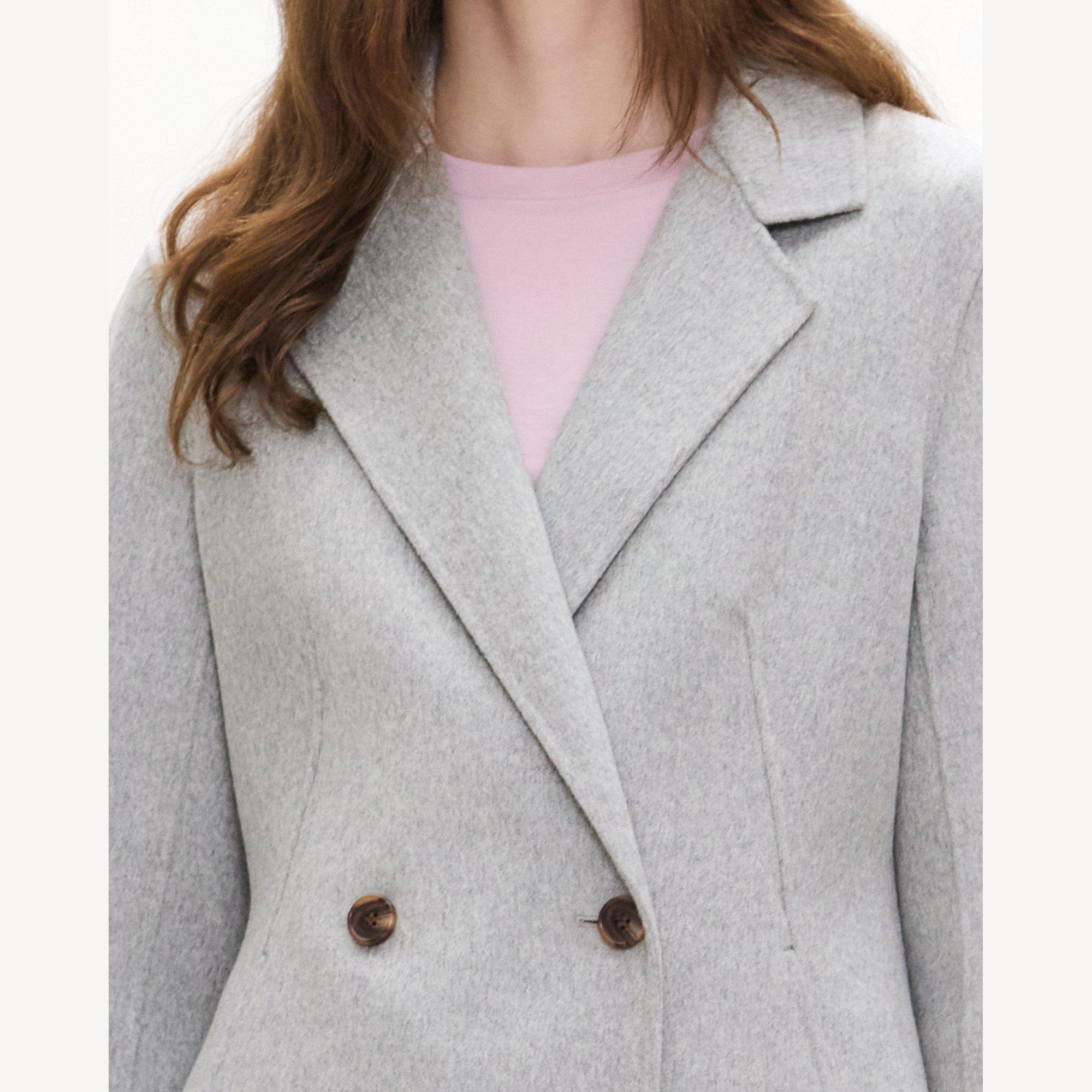 Peplum Double-Breasted Blazer in Double-Face Wool-Cashmere