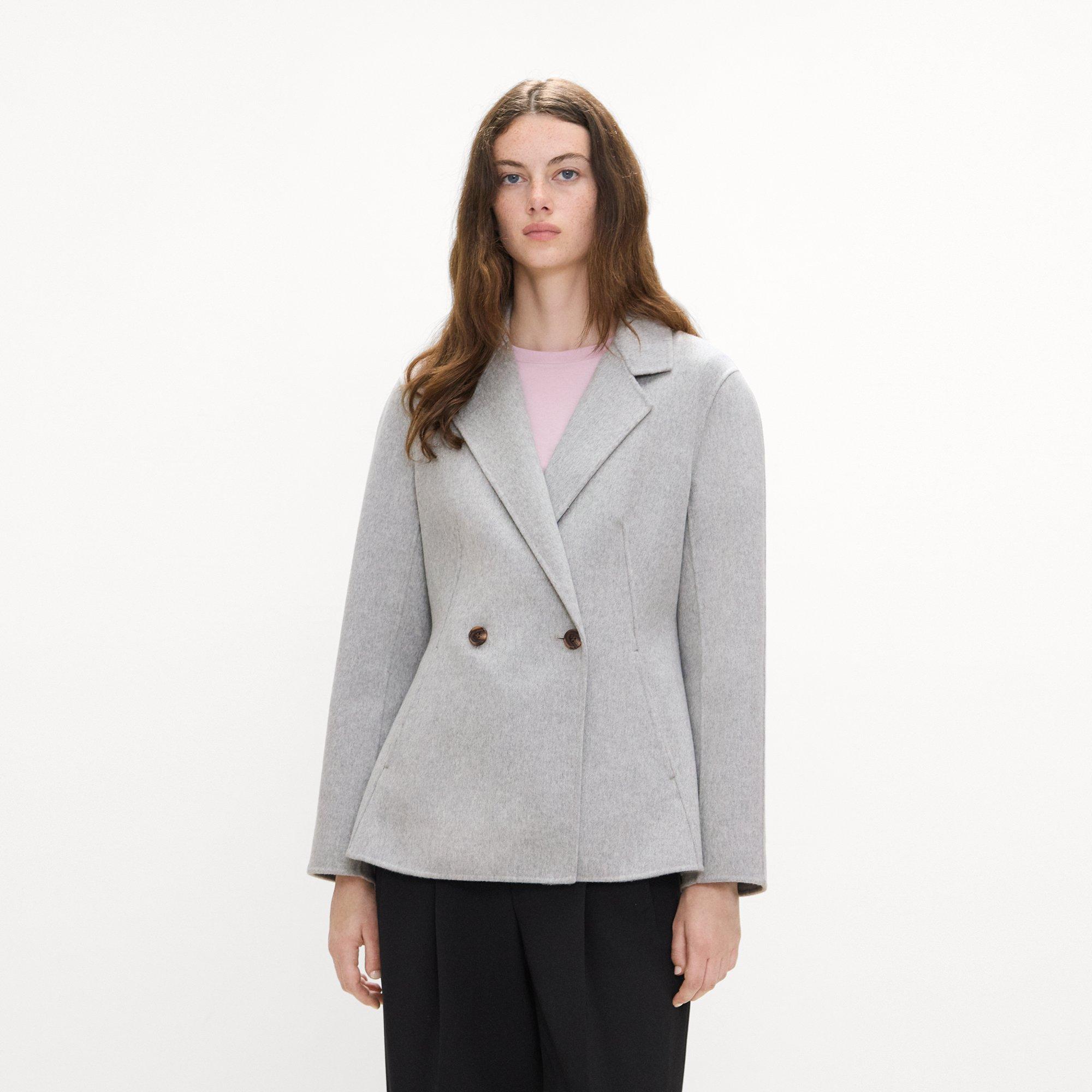 Peplum Double-Breasted Blazer in Double-Face Wool-Cashmere