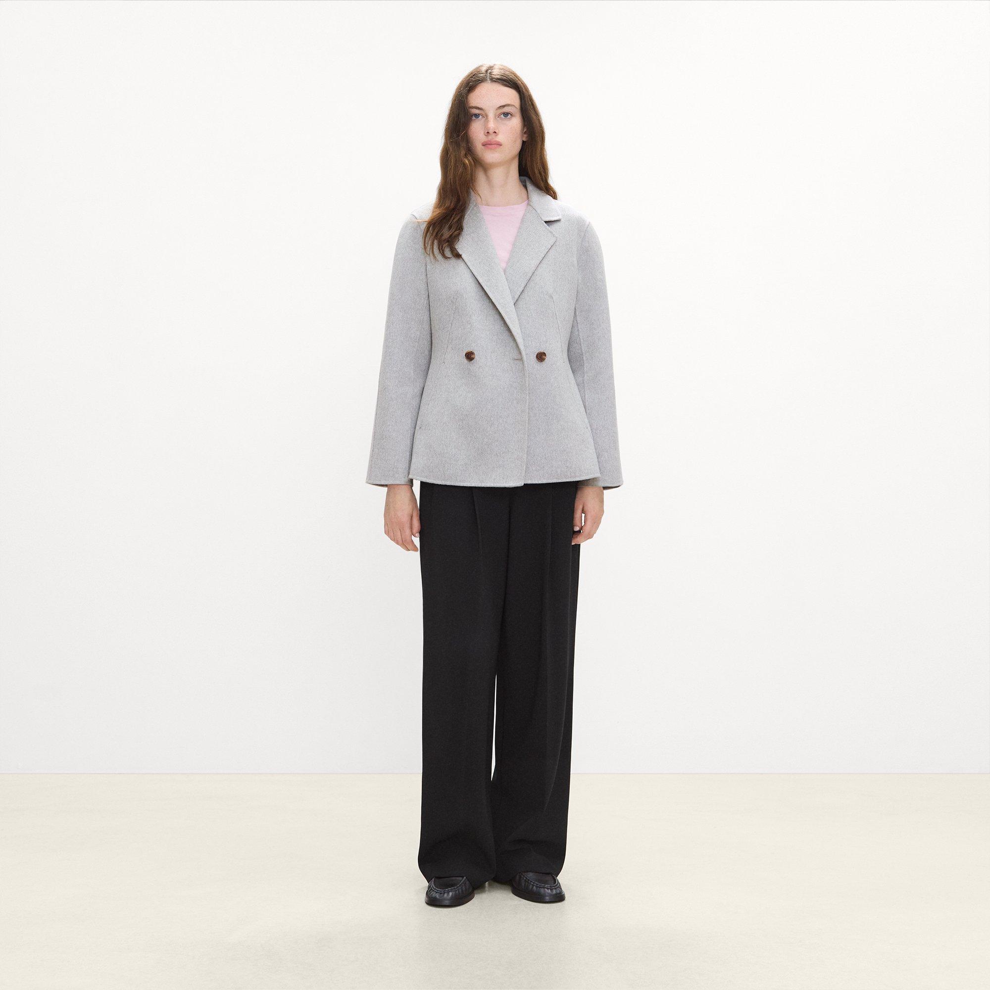 Peplum Double-Breasted Blazer in Double-Face Wool-Cashmere