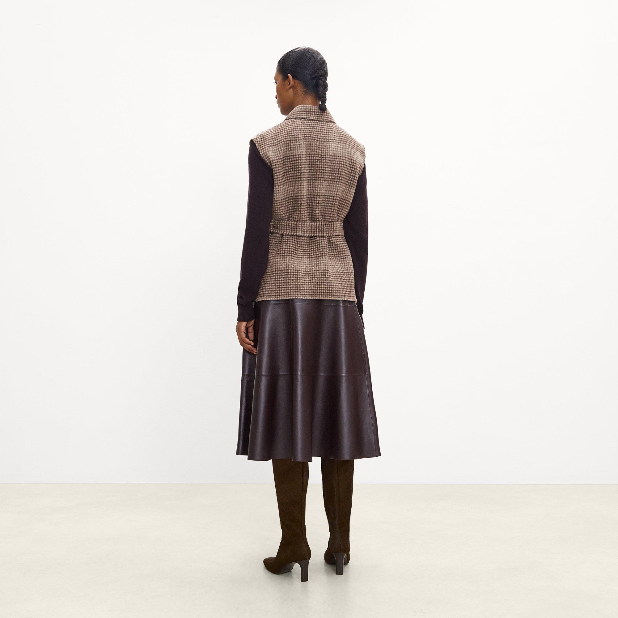Belted Vest in Plaid Wool-Cashmere