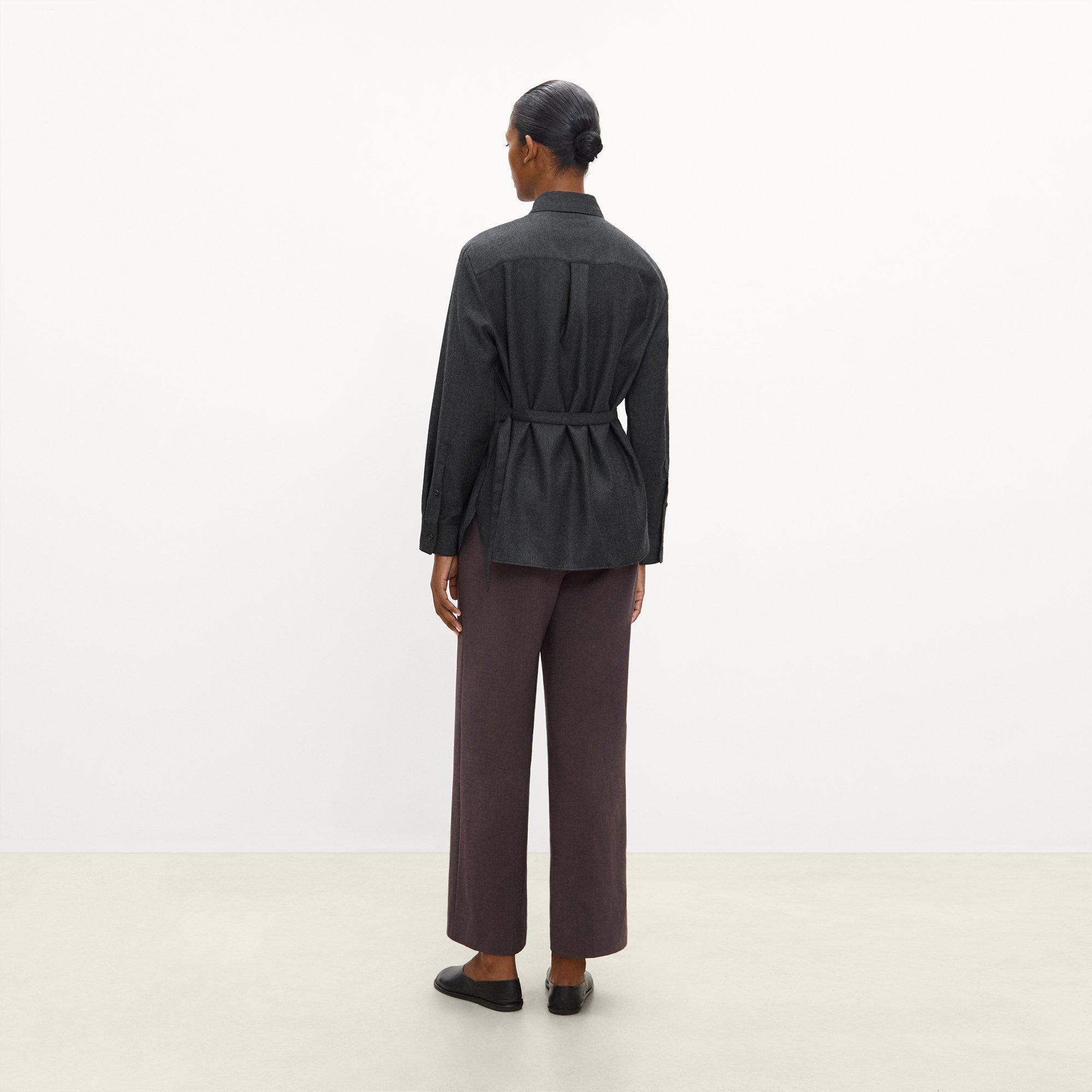 Belted Button-Up Shirt in Sleek Flannel