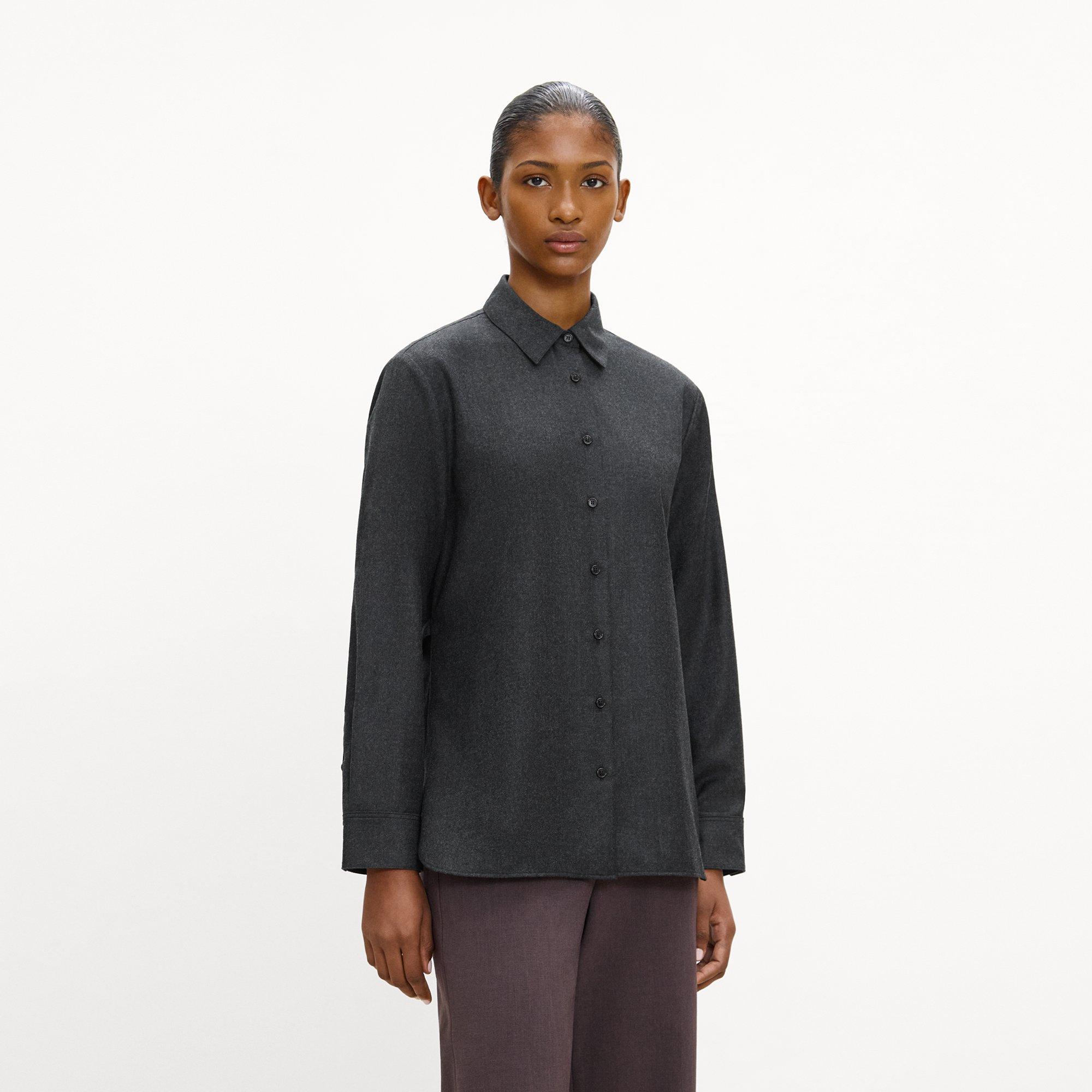 Belted Button-Up Shirt in Sleek Flannel