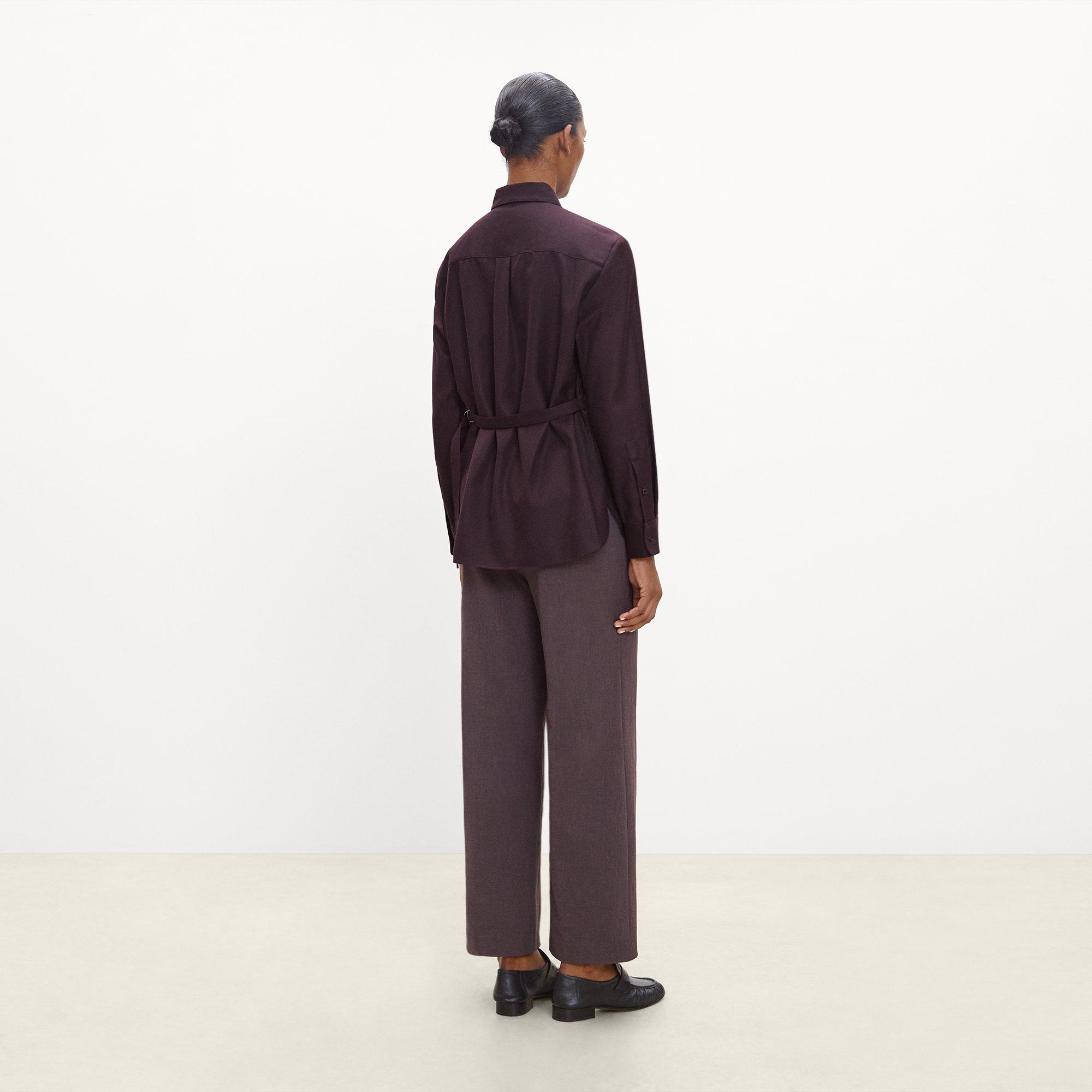 Belted Button-Up Shirt in Sleek Flannel