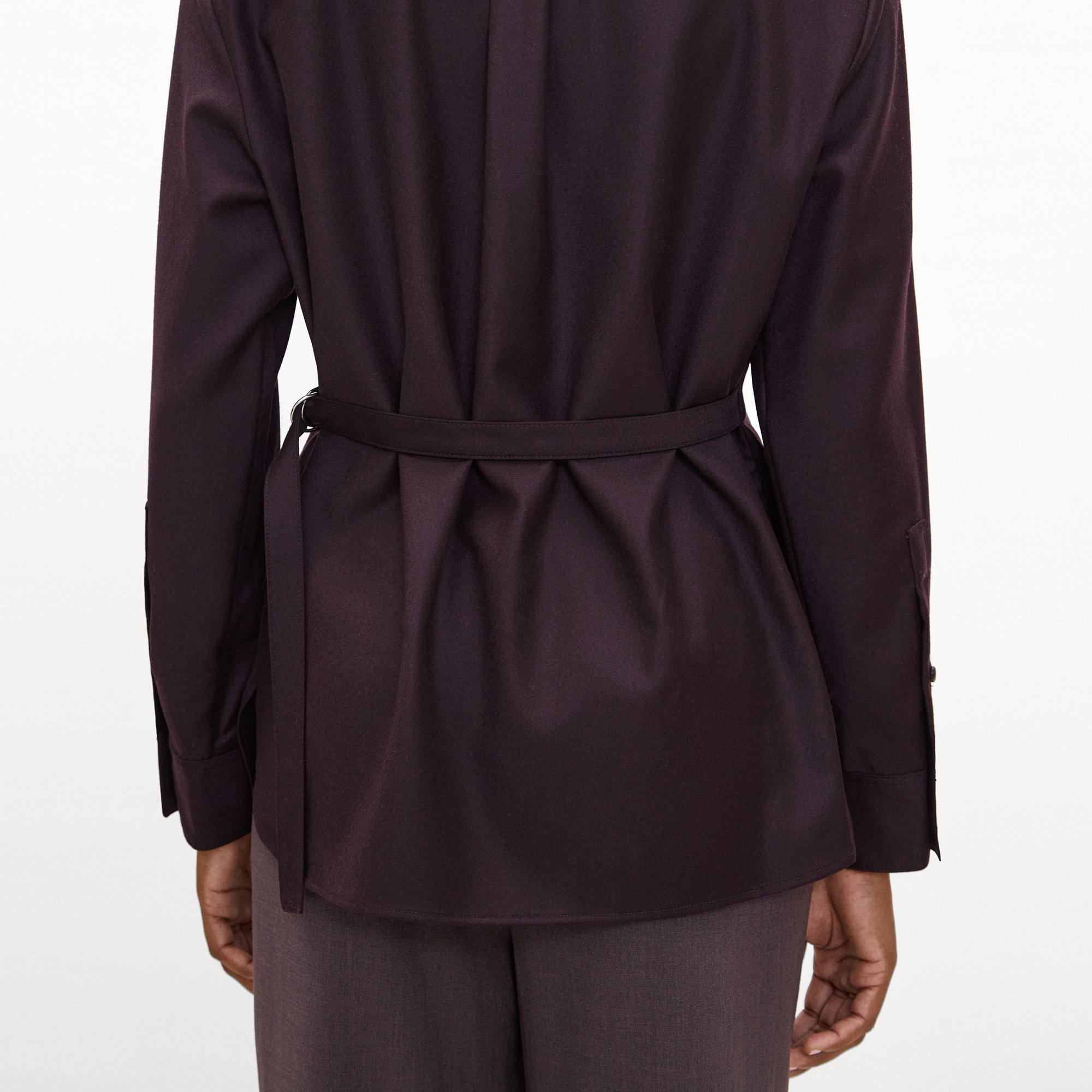 Belted Button-Up Shirt in Sleek Flannel