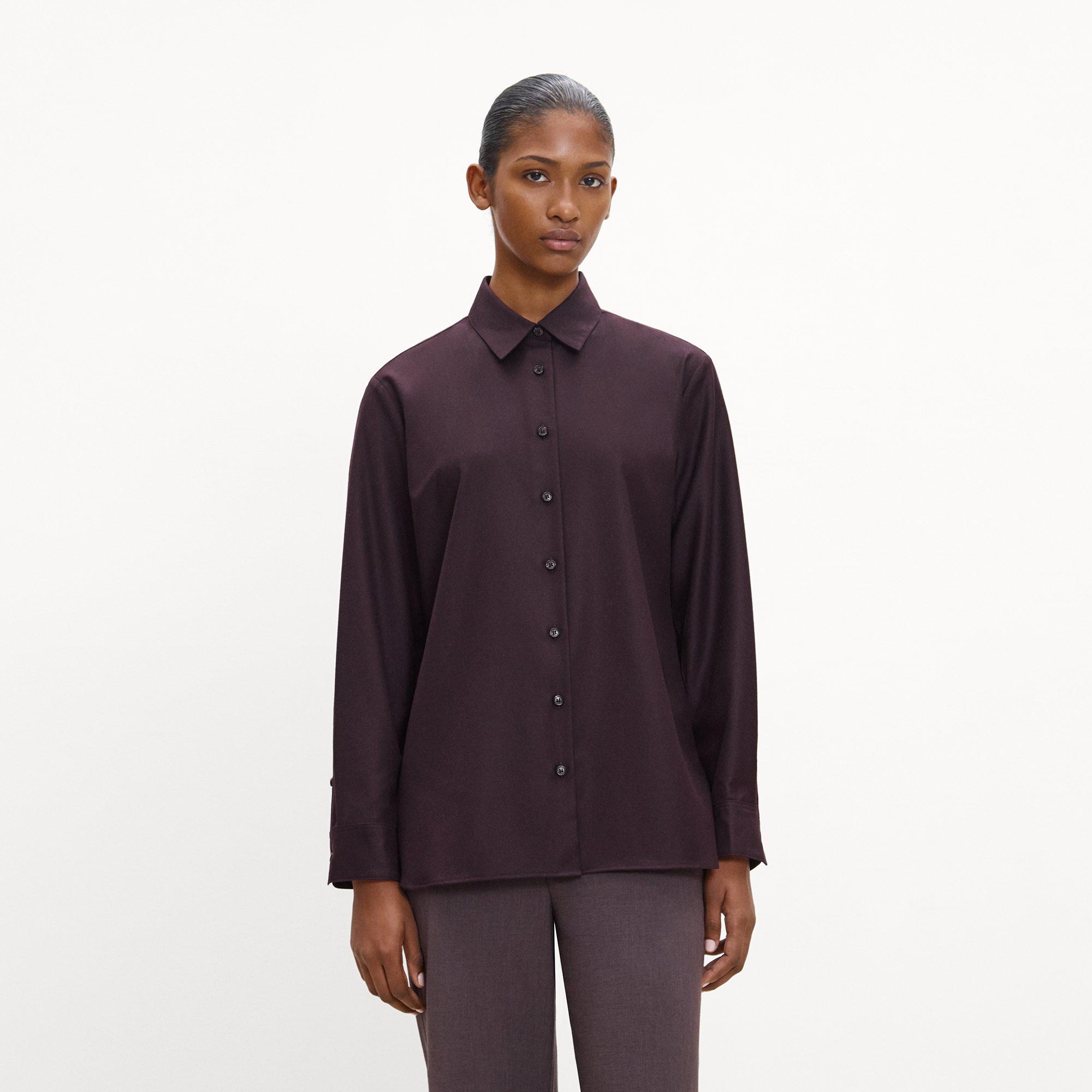 Belted Button-Up Shirt in Sleek Flannel