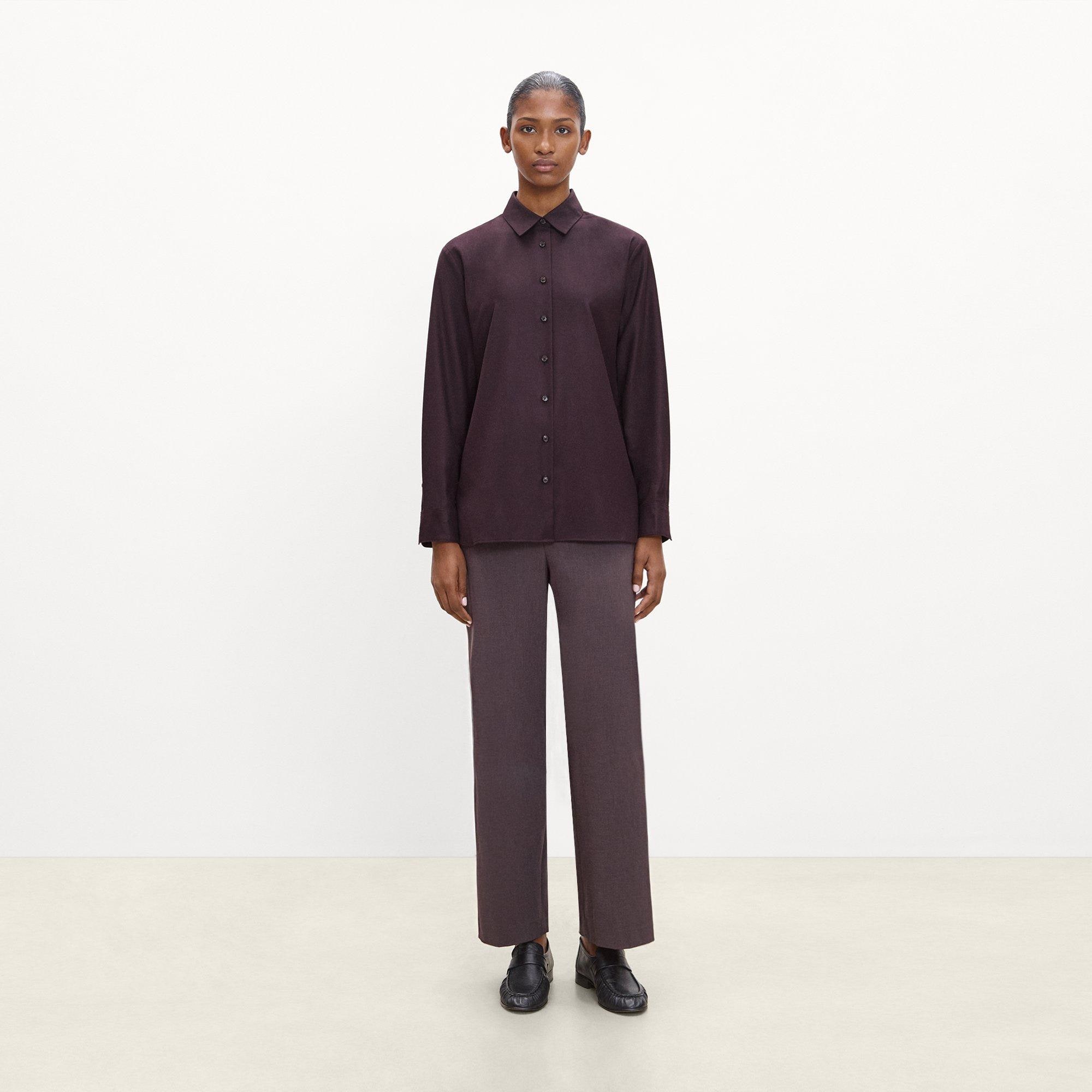Belted Button-Up Shirt in Sleek Flannel