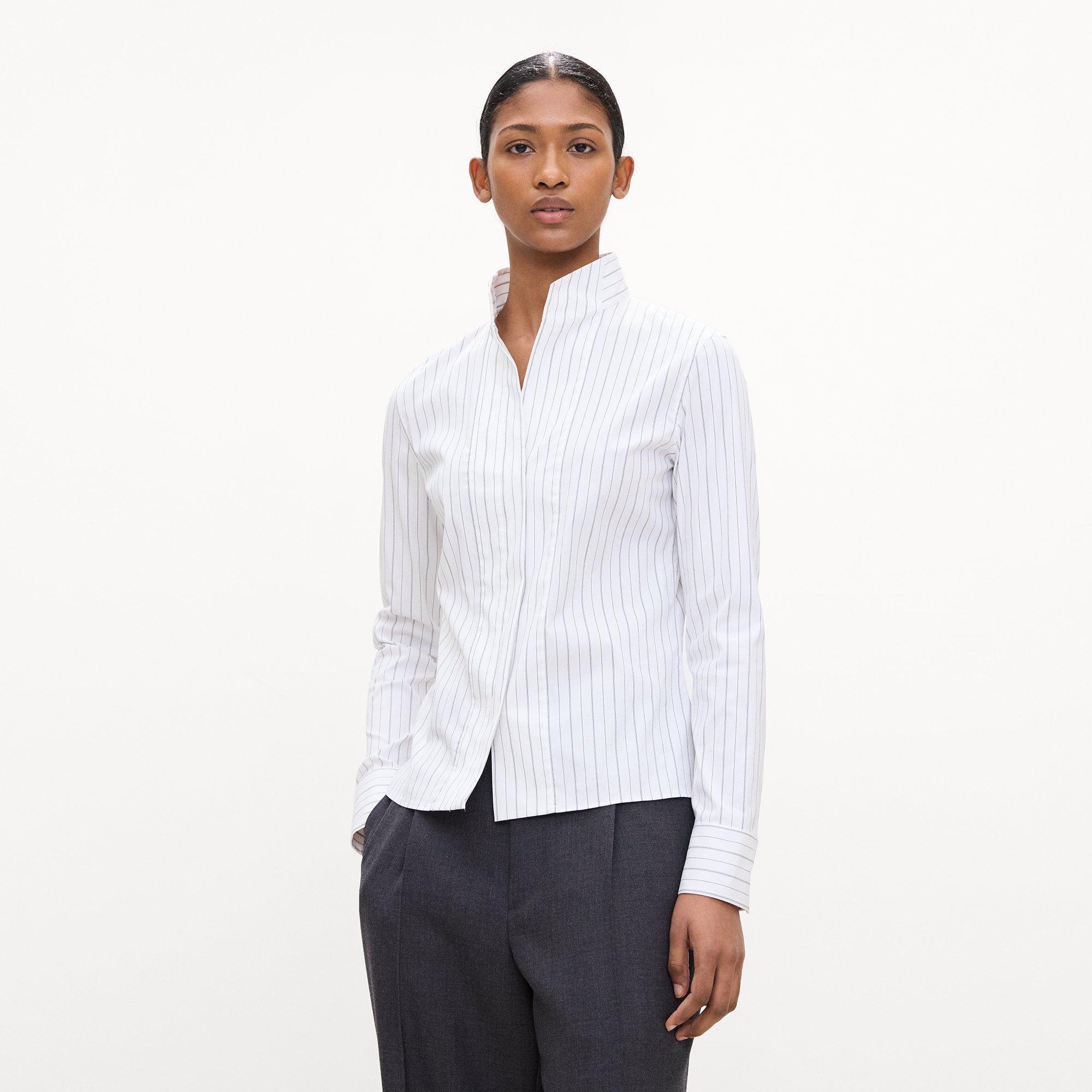 Tailored Shirt in Striped Poplin