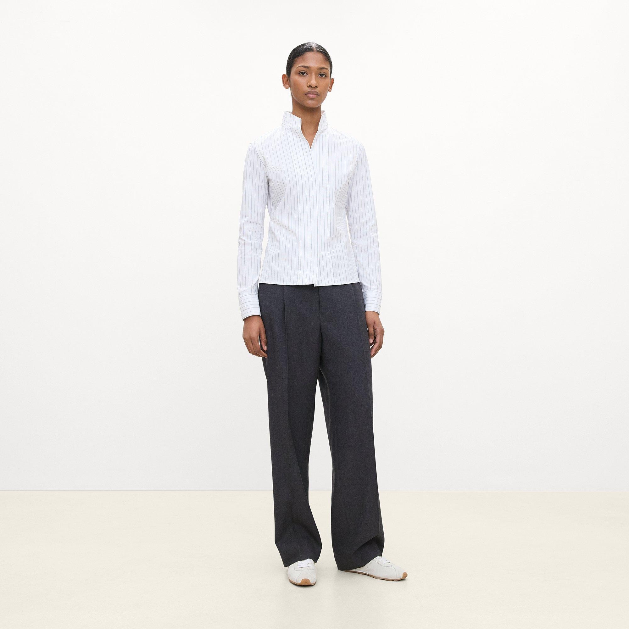 Tailored Shirt in Striped Poplin